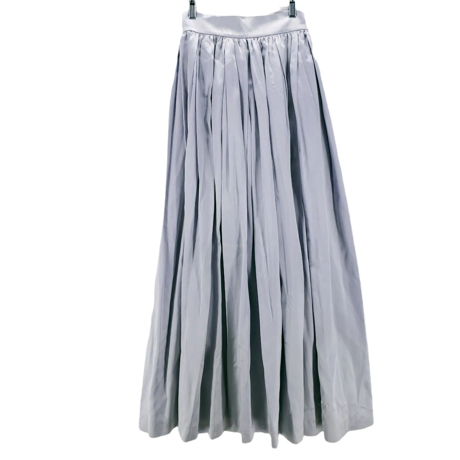 WATHNE Vintage Maxi Skirt Pale Purple High Sheen Pleated Waist 24.5"