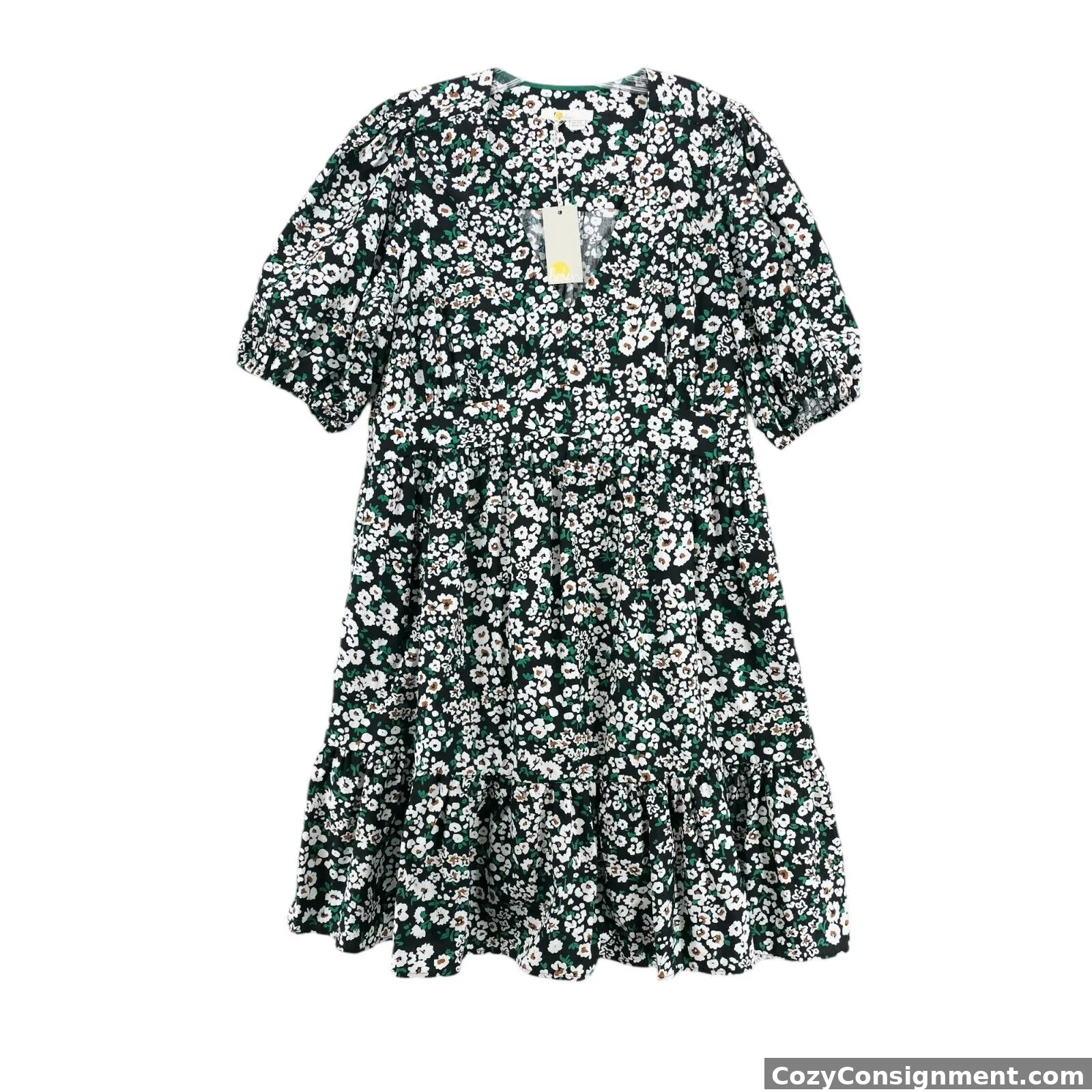 NWT BODEN Puff Sleeve Tiered Dress Floral 100% Cotton Size US 16-18 R