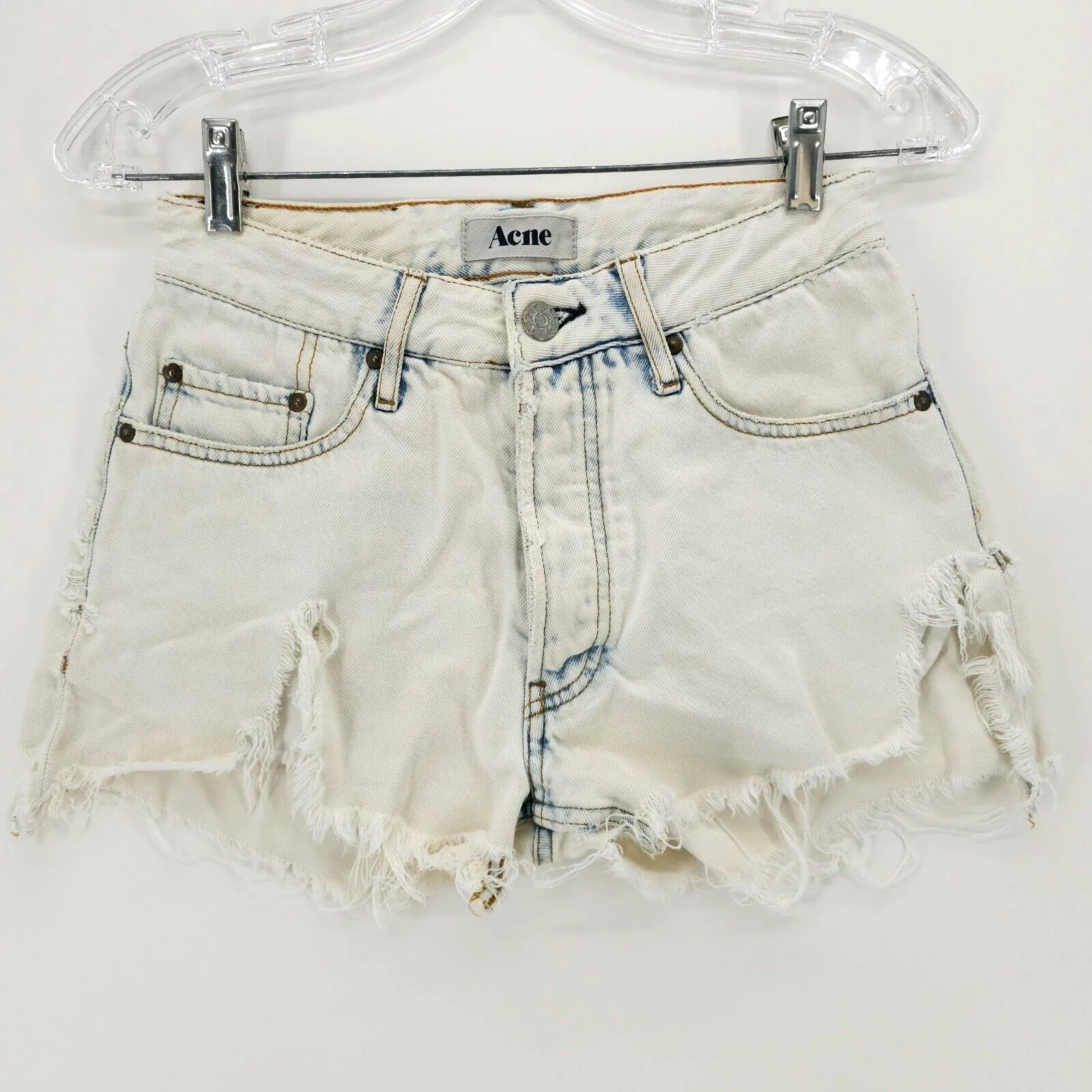 ACNE STUDIOS Denim Shorts Generic Girl Snow Wash Distressed Size 25