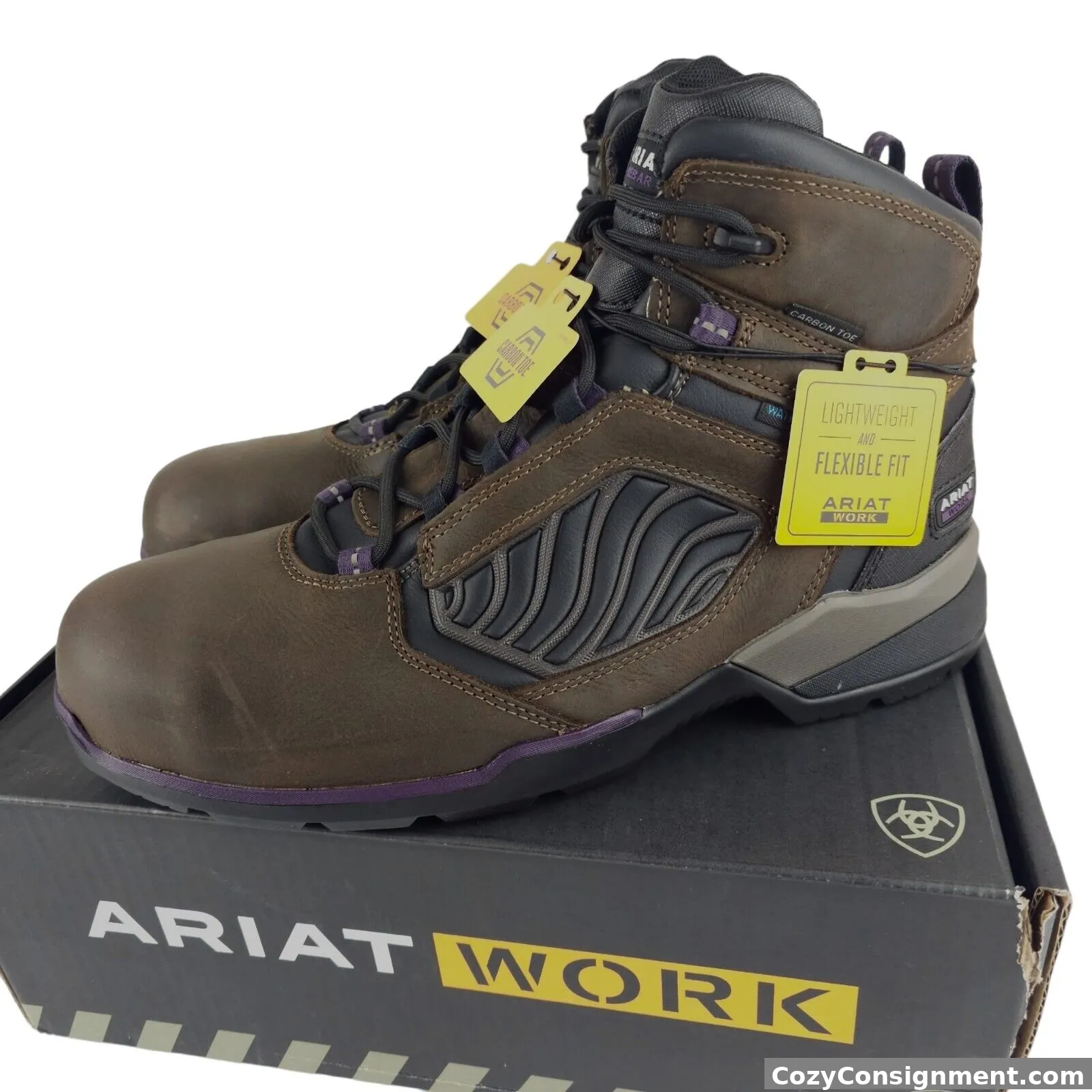 NEW ARIAT Rebar Flex 6" Waterproof Carbon Toe Work Boot Dark Brown Women's 12