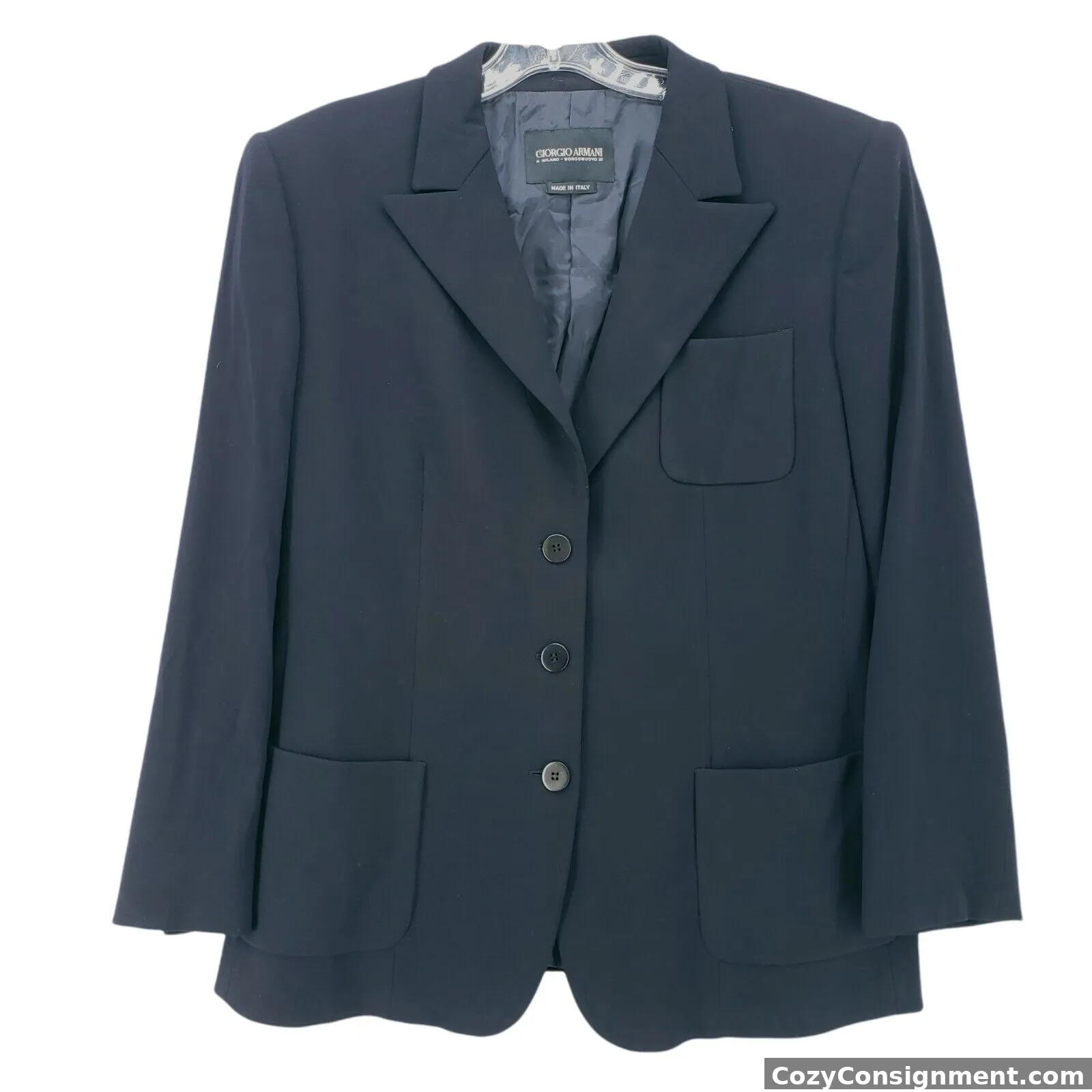 Giorgio Armani Milano Blue Career Blazer Wool Spandex Blend 3-Button Size M/L?