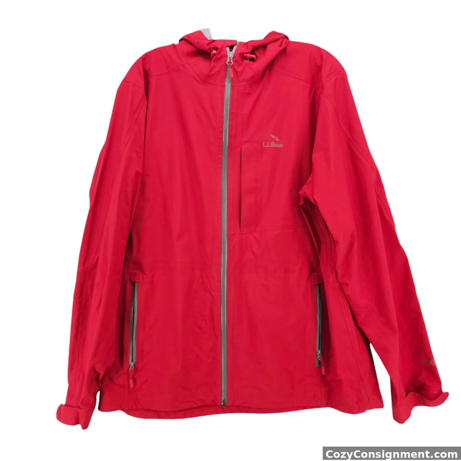 L.L.BEAN Men's Red Rain Jacket Hooded TEK 02 Size LARGE