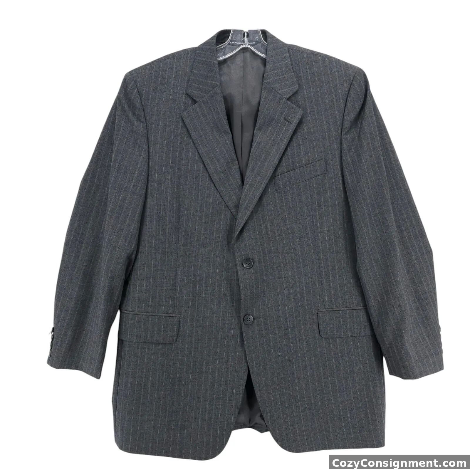 JACK VICTOR Saks Fifth Avenue Gray Pinstripe Blazer Jacket 100% Wool Size 42R