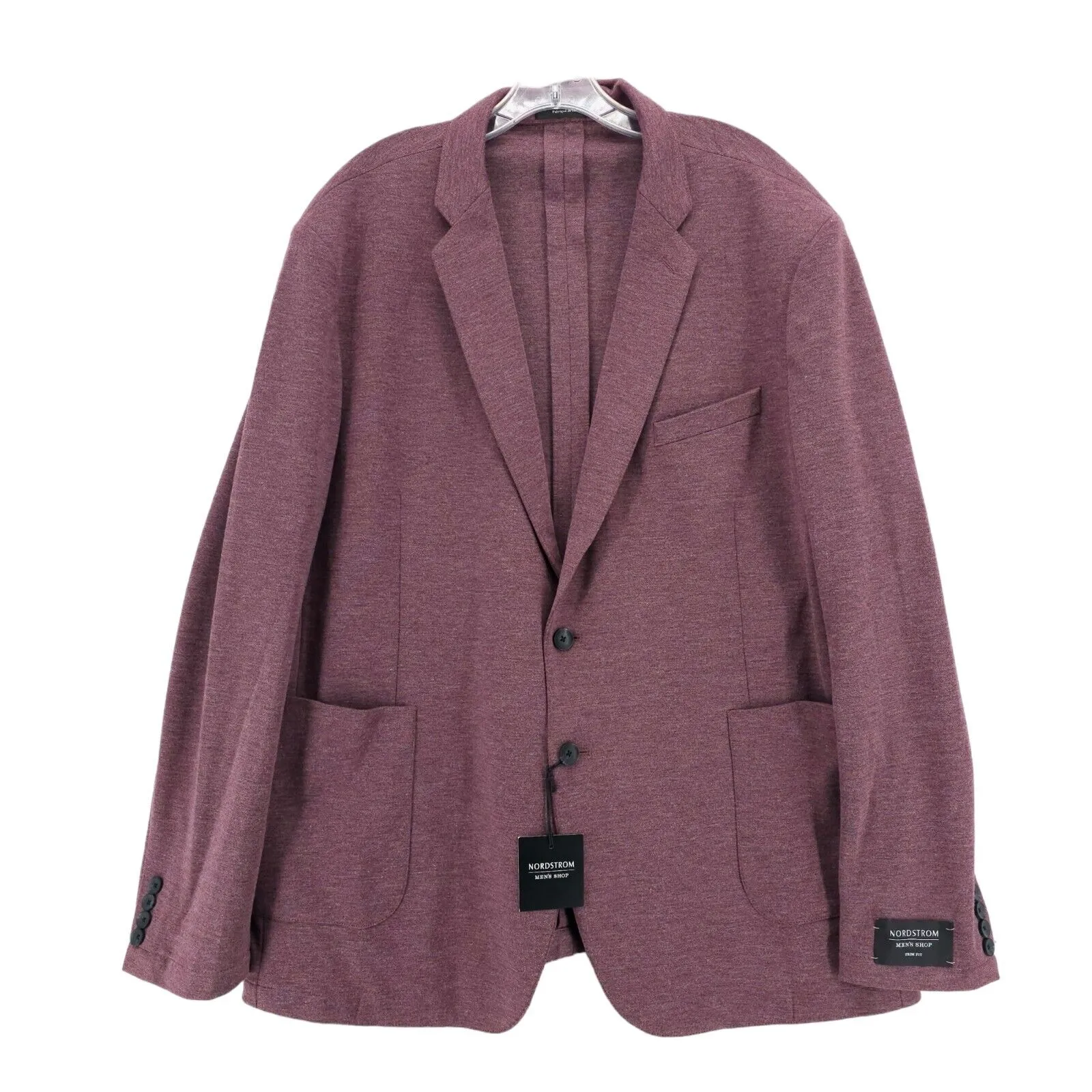 NWT NORDSTROM Trim Fit Burgundy Royale Heather Woven Blazer Jacket Unlined XXL