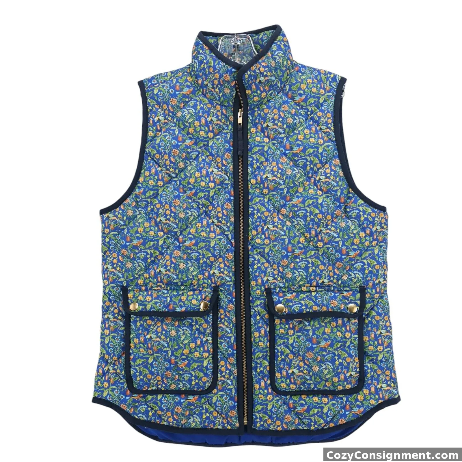 J. CREW x LIBERTY Art Fabric Catesby Bird Print Down Fill Quilted Vest SMALL