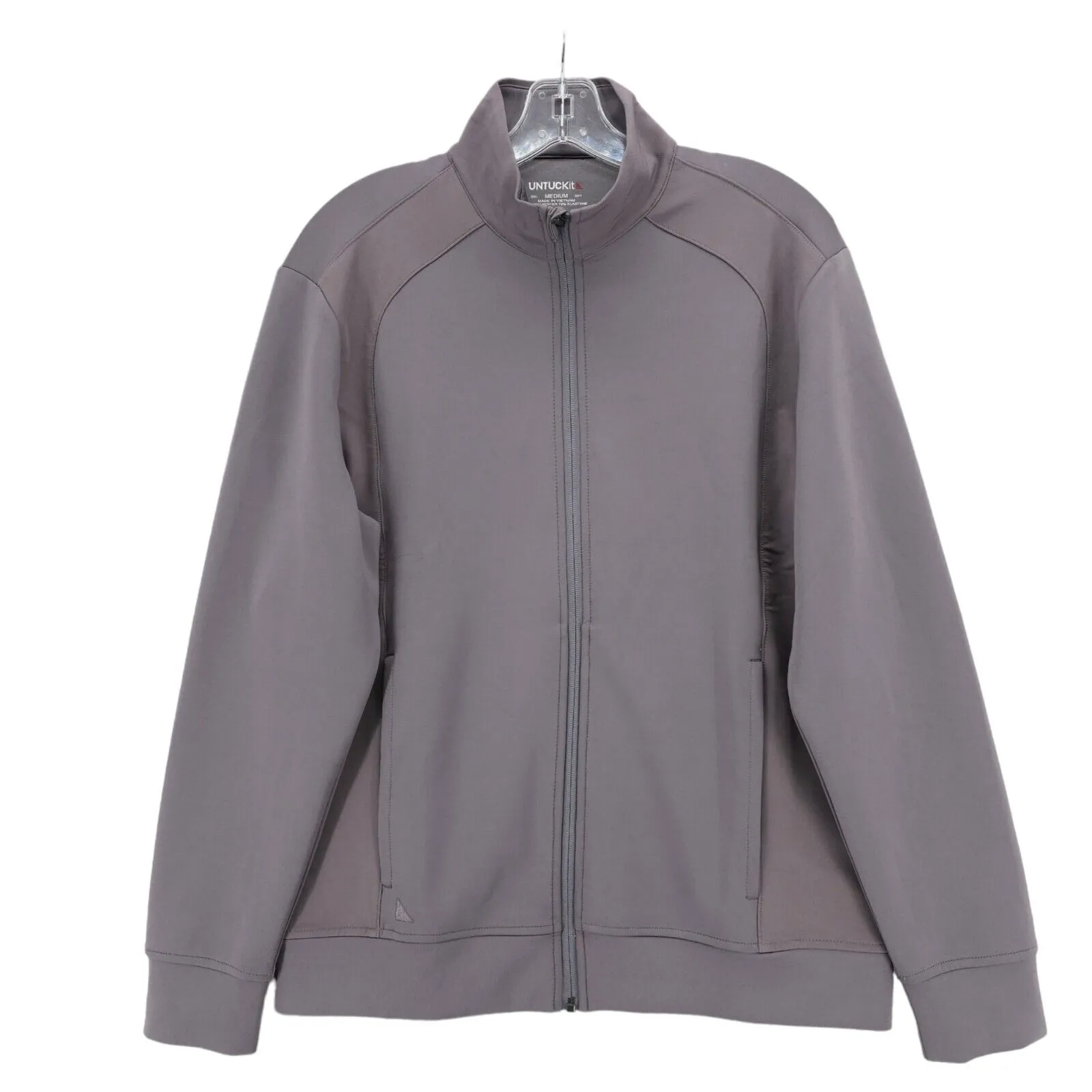 UNTUCKIT Dwayne Performance Track Jacket Gray Mauve Stretch EUC Size MEDIUM