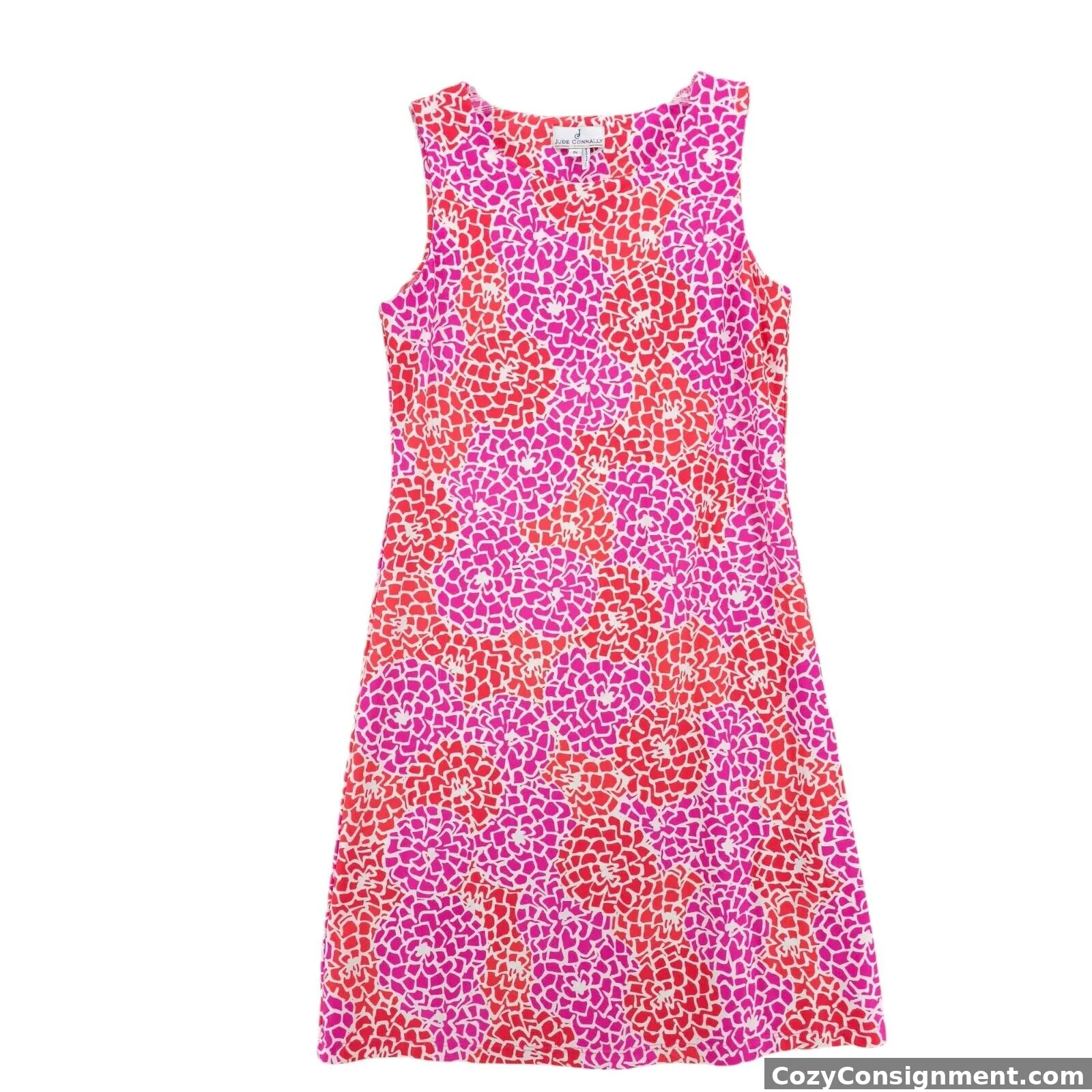 JUDE CONNALY Beth Sheath Dress Sleeveless Geo Floral Stretch Jude Cloth SMALL