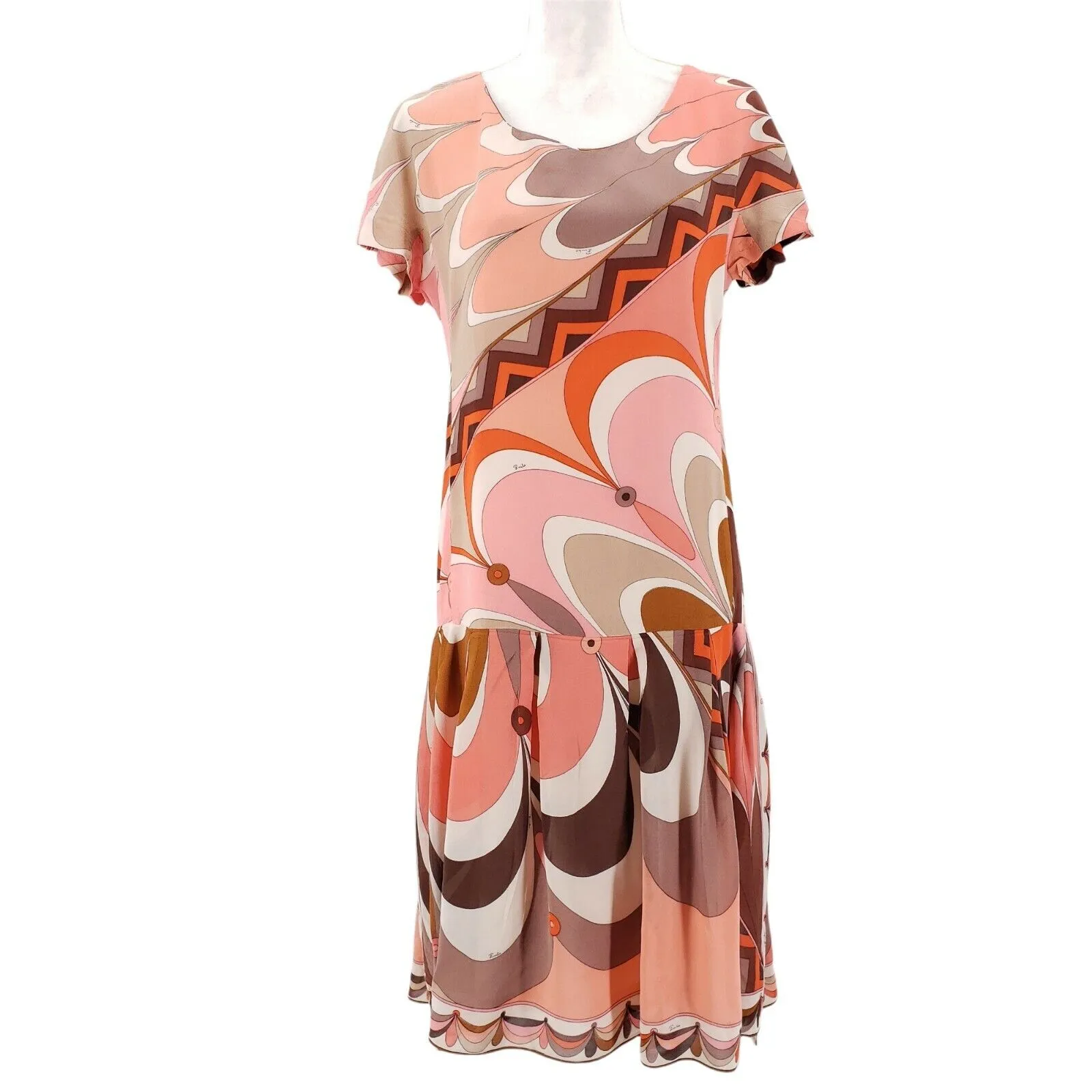 EMILIO PUCCI Vintage 70s Psychedelic Silk Dress Colorful MINT!! Size 8