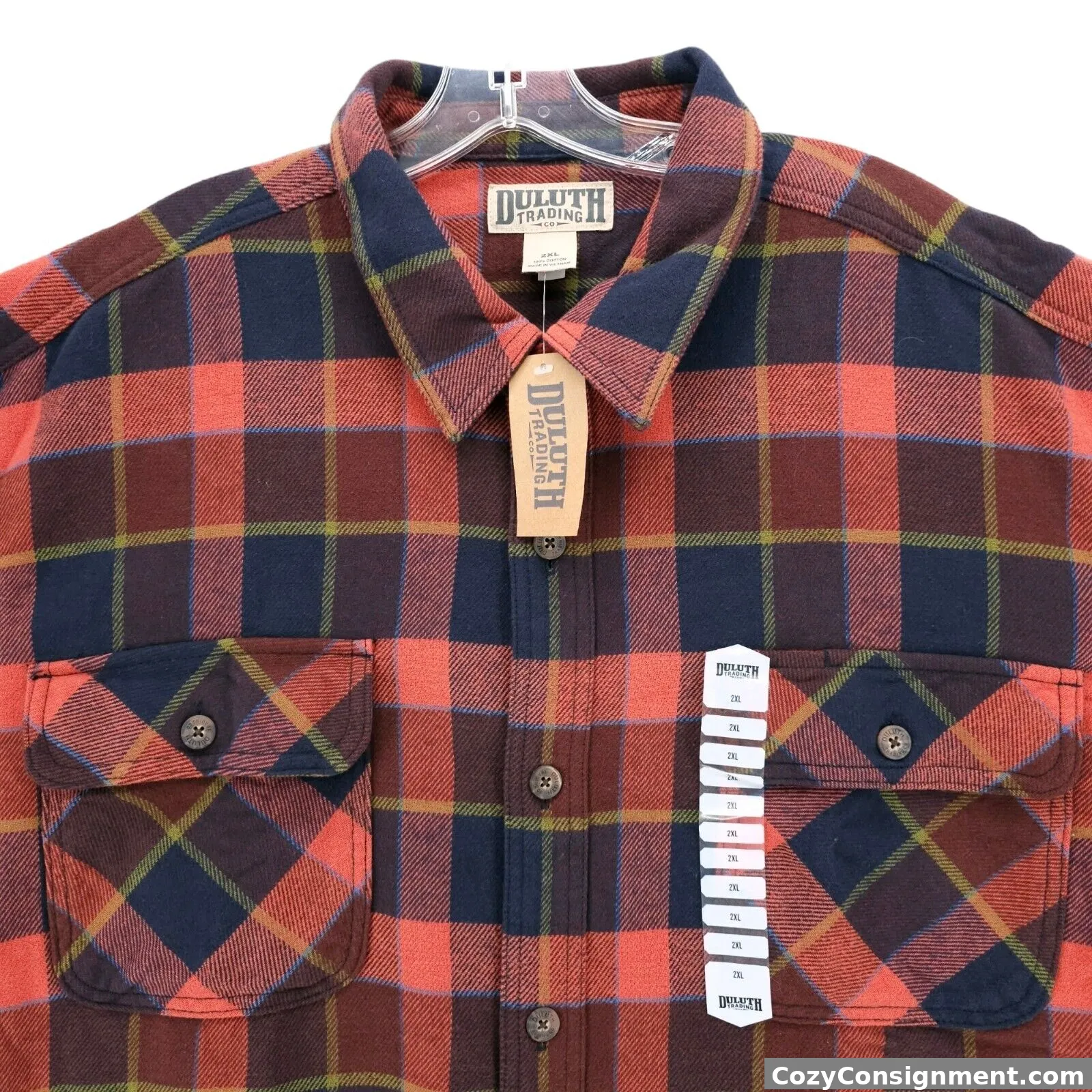 NWT Duluth Trading Co Burlyweight Flannel Shirt Plaid 100% Cotton 2XL REG