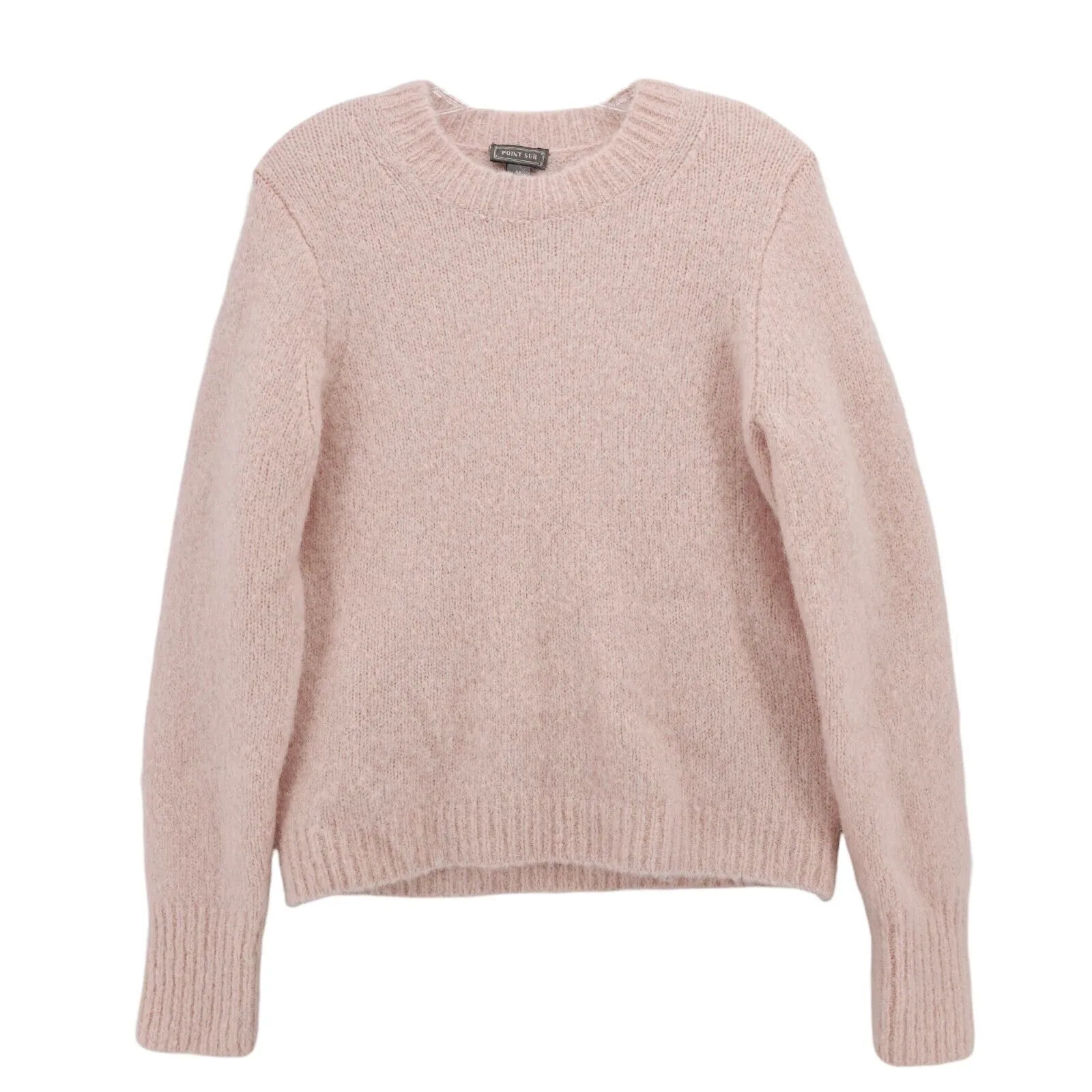 POINT SUR J. Crew Alpaca Merino Wool Blend Sweater Pale Blush Pink Fuzzy MEDIUM