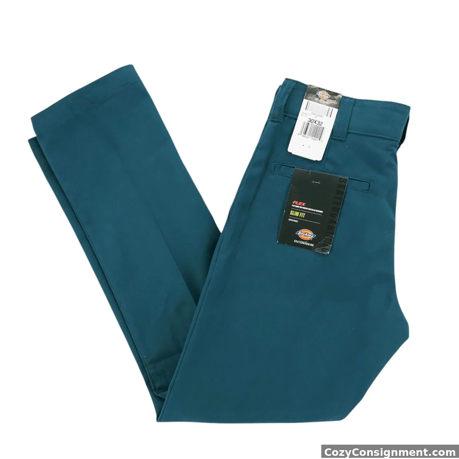 NWT DICKIES Skateboarding Pants Dark Teal Flex Slim Fit Center Crease 30x32