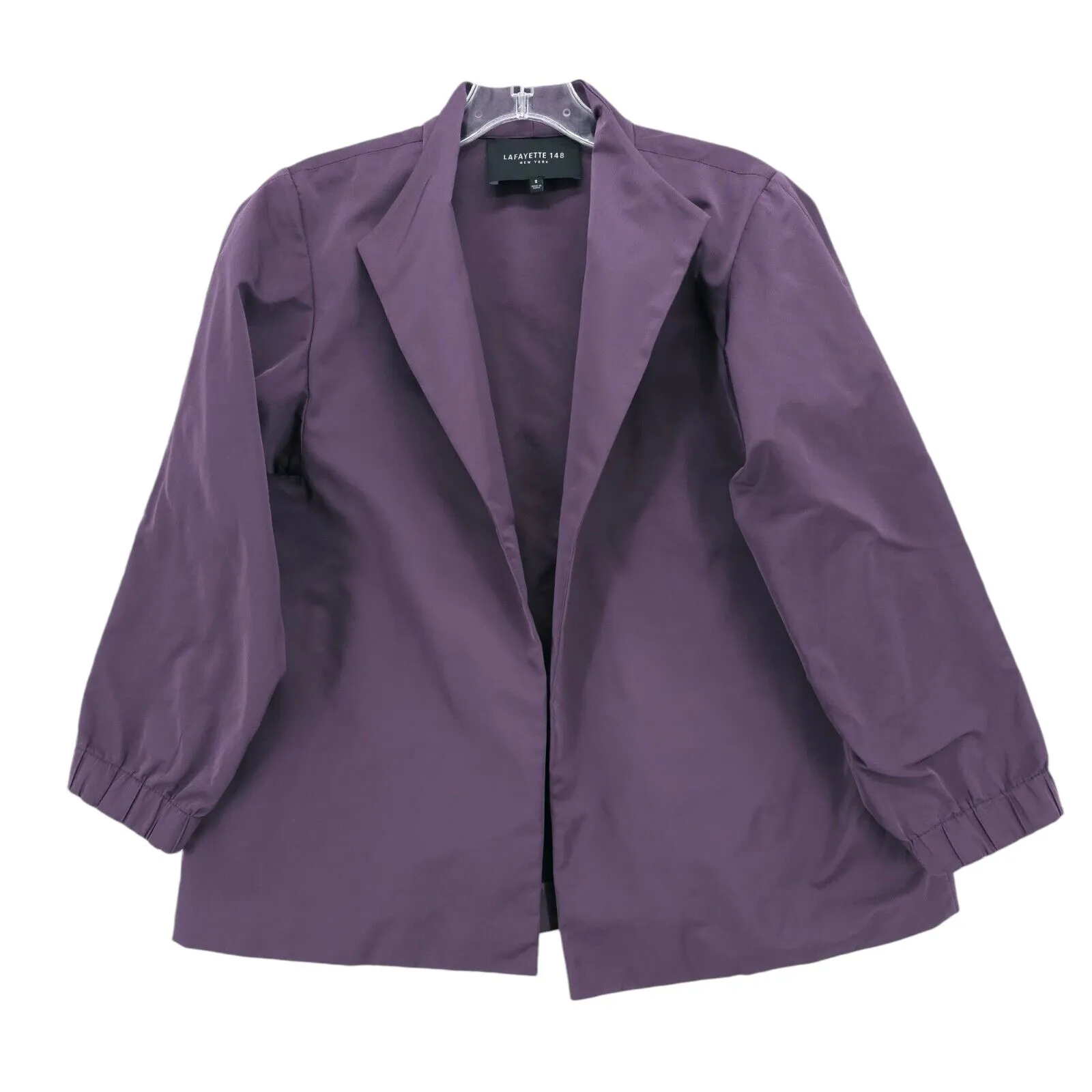 LAFAYETTE 148 Purple Open Front Jacket Cuffed 3/4 Sleeve Women's Size SMALL