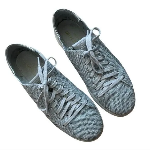 COLE HAAN Grandpro Tennis Stitchlite Sneaker Metallic Silver Women's 10B