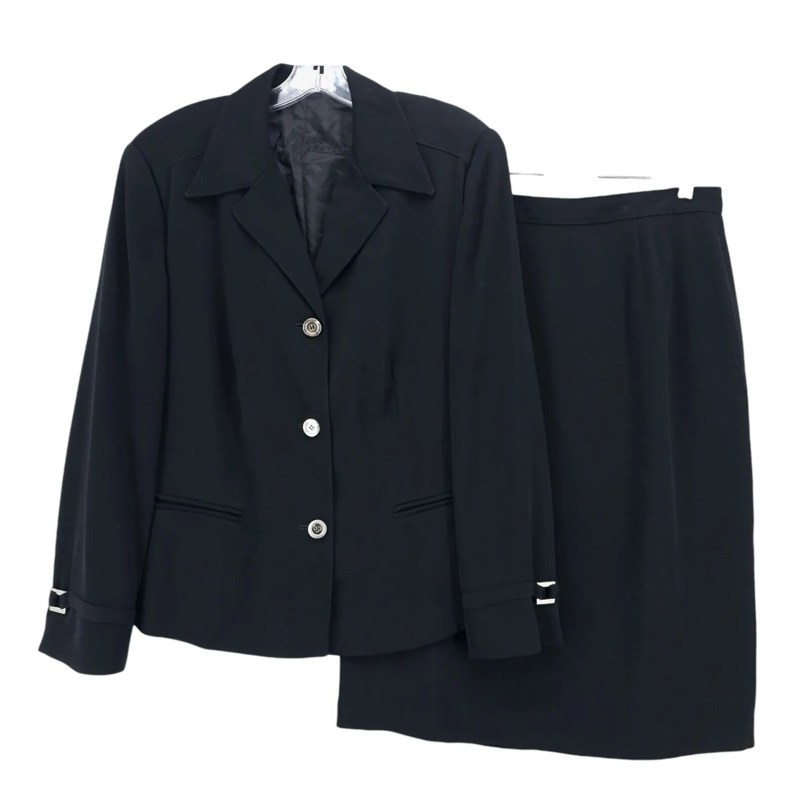 PETER NYGARD Black 2-Piece Skirt Suit Set Made in Canada Size 14/16