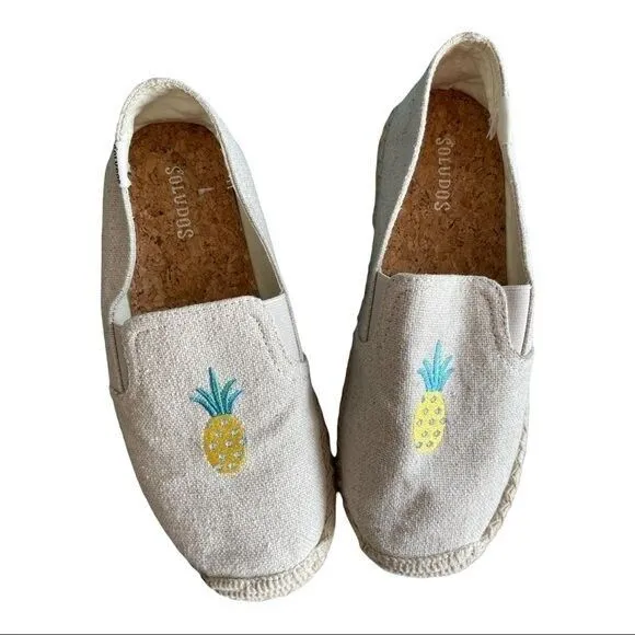 SOLUDOS Pineapple Smoking Slipper Espadrille Natural Woven Size US 5