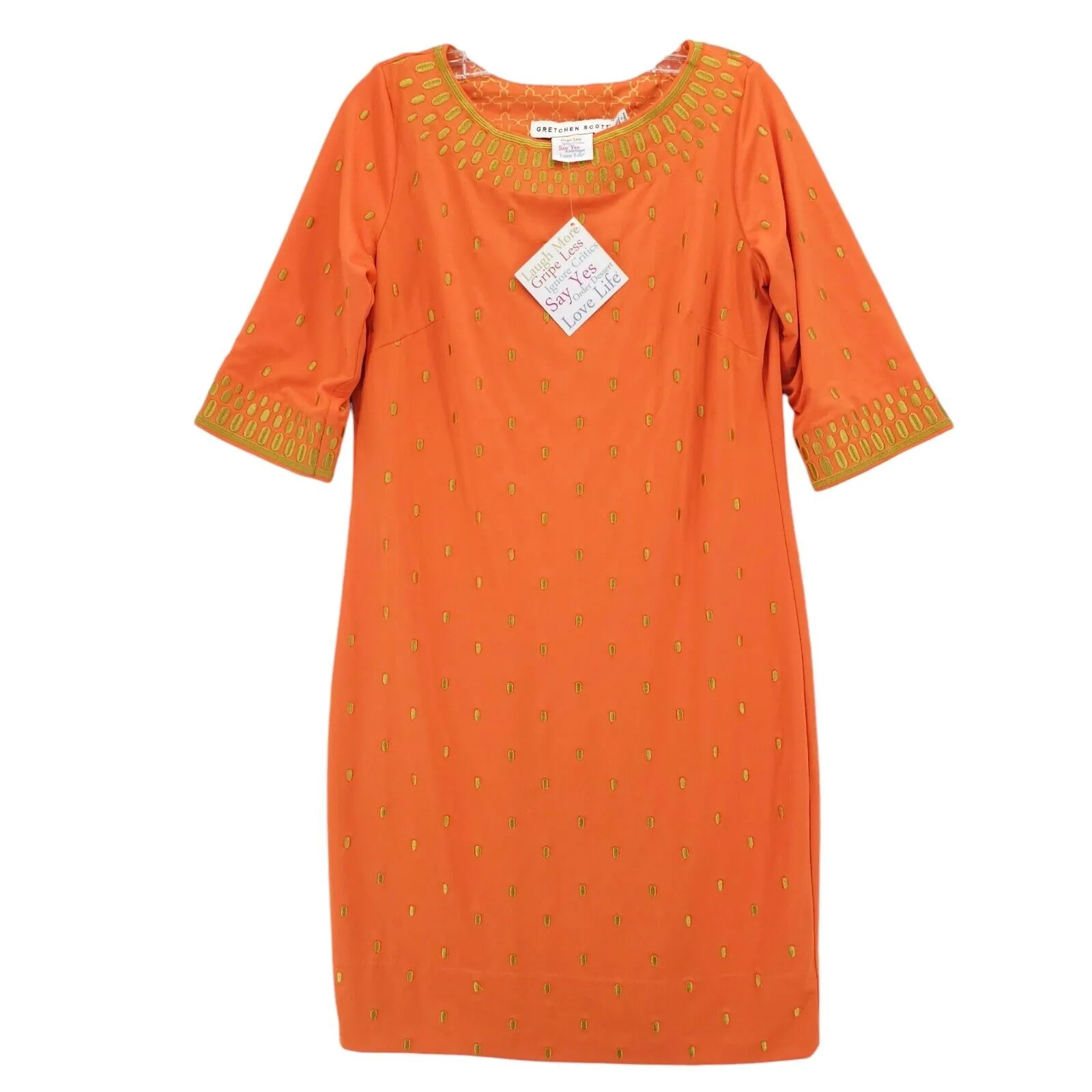 NWT GRETCHEN SCOTT Rocket Girl Dress Women's Orange Gold Embroidered SMALL