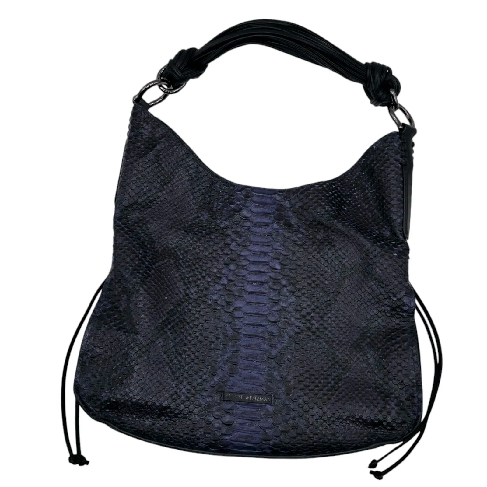 STUART WEITZMAN Hobo Shoulder Bag Purple Blue Black Snakeskin Textured