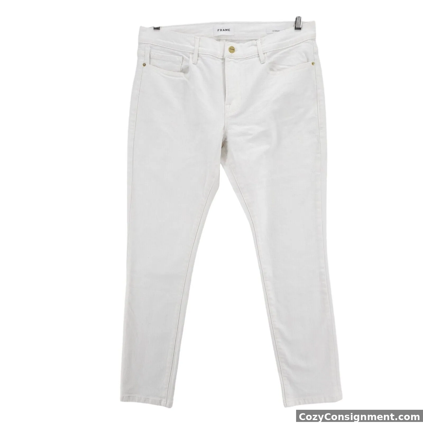 FRAME LE GARCON Blanc White Mid Rise Straight Fit Jeans Stretch Size 30 NWOT