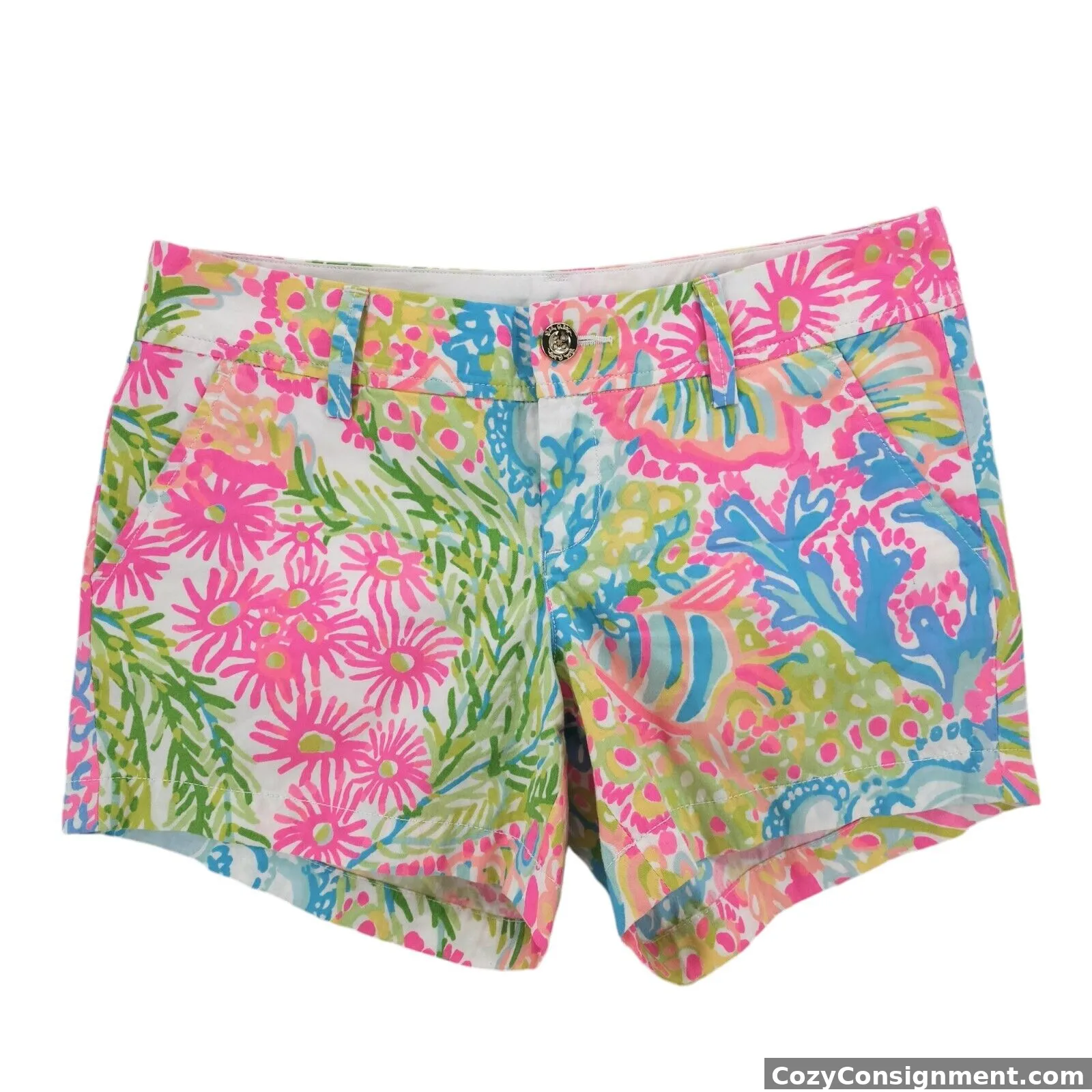 LILLY PULITZER Callahan Shorts Lovers Coral Print 100% Cotton Size 6