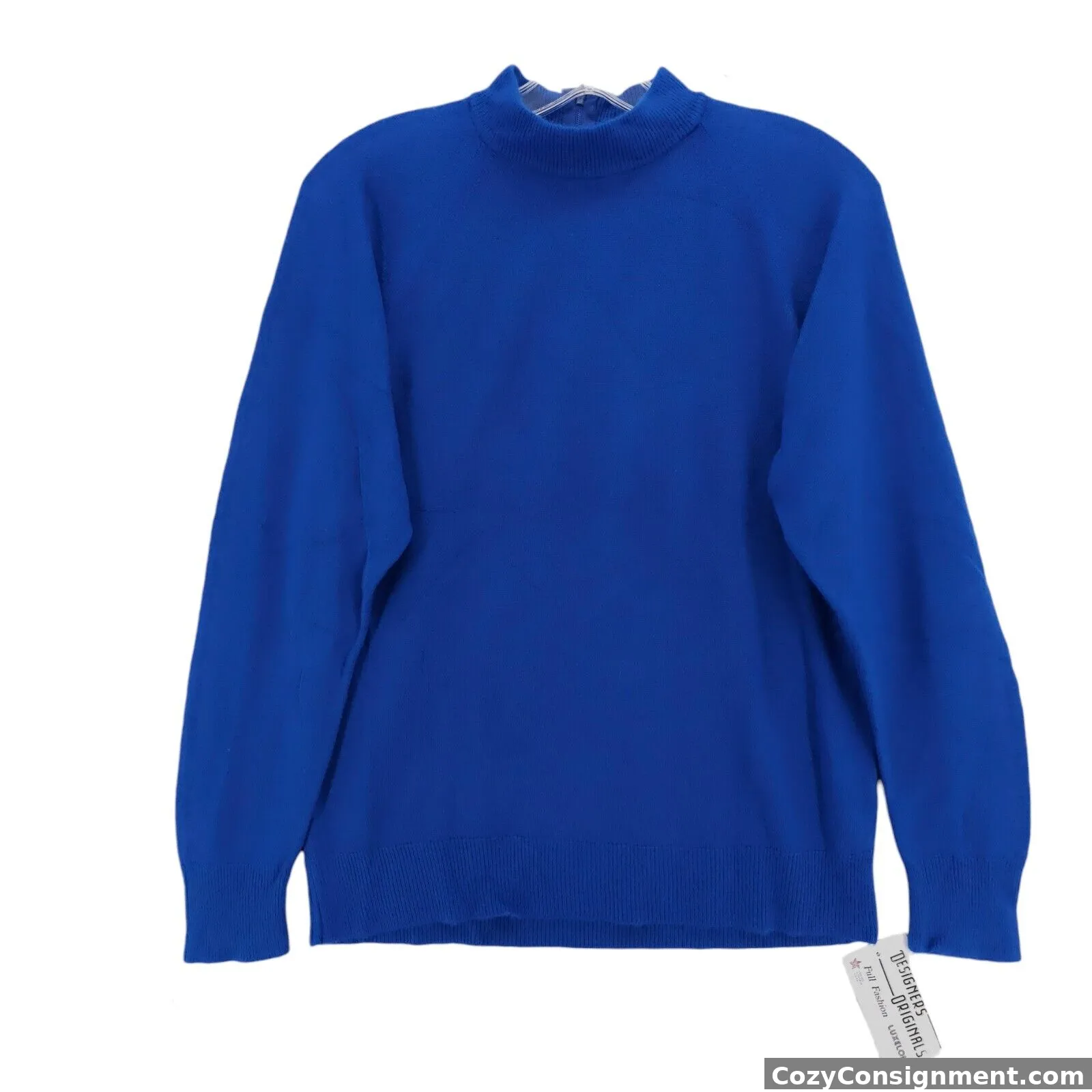 NWT DESIGNERS ORIGINALS Regal Blue Mock Neck Sweater Back Zipper Acrylic 38 M/L