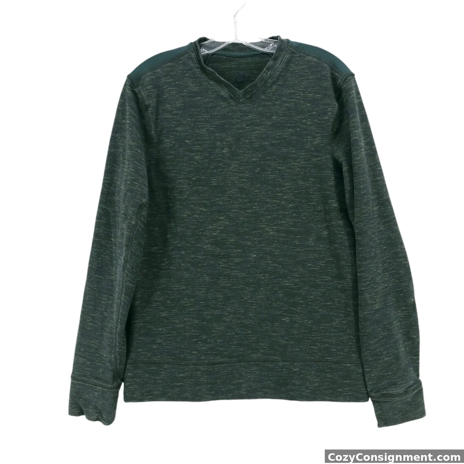 LULULEMON Transit Long Sleeve V-Neck French Terry Heather Green Size Small?