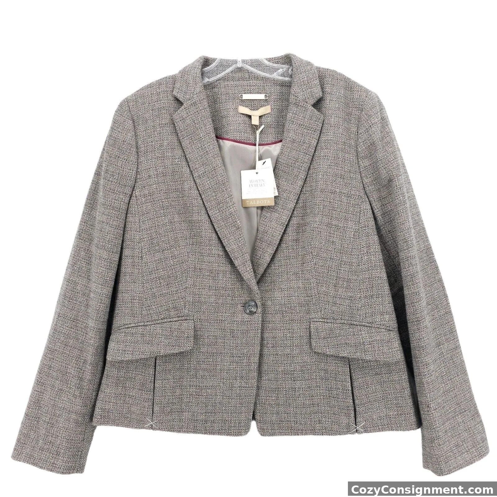 NWT TALBOTS Blazer Jacket Woven in ITALY Luxury Collection Wool Blend Size 12