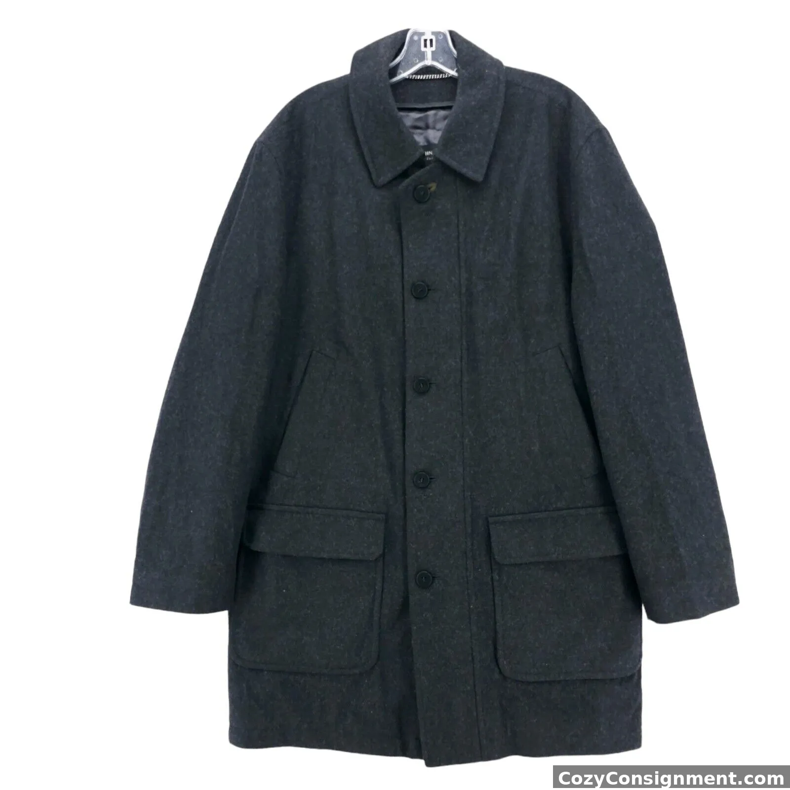 Schneiders Salzburg Virgin Wool Cashmere Coat Jacket Black Charcoal Gray US 38