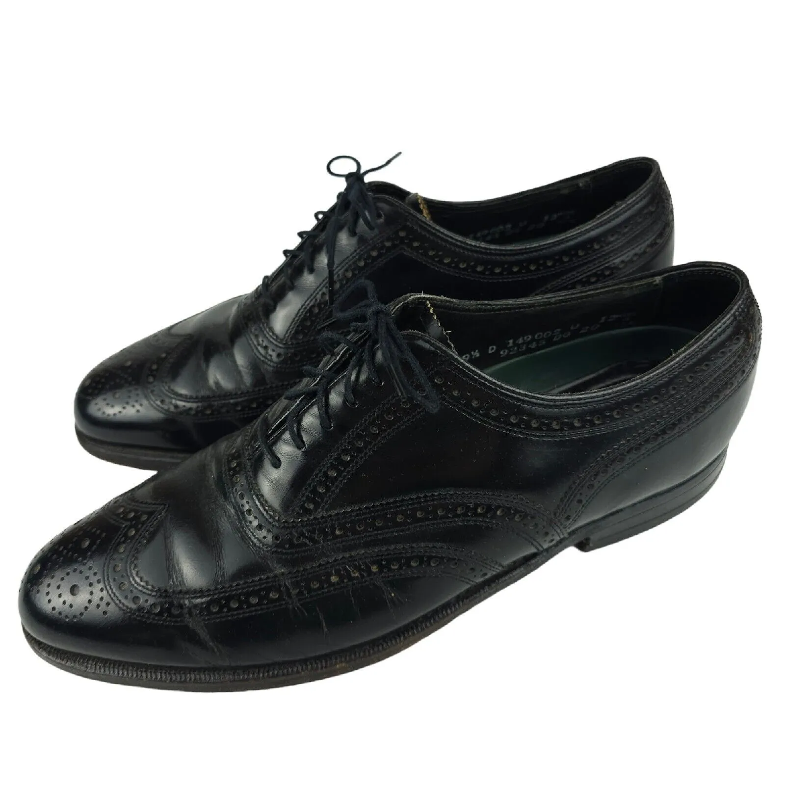 Florsheim Imperial Black Leather Brogue Wingtip Dress Shoes Lace Up Size 9.5 D