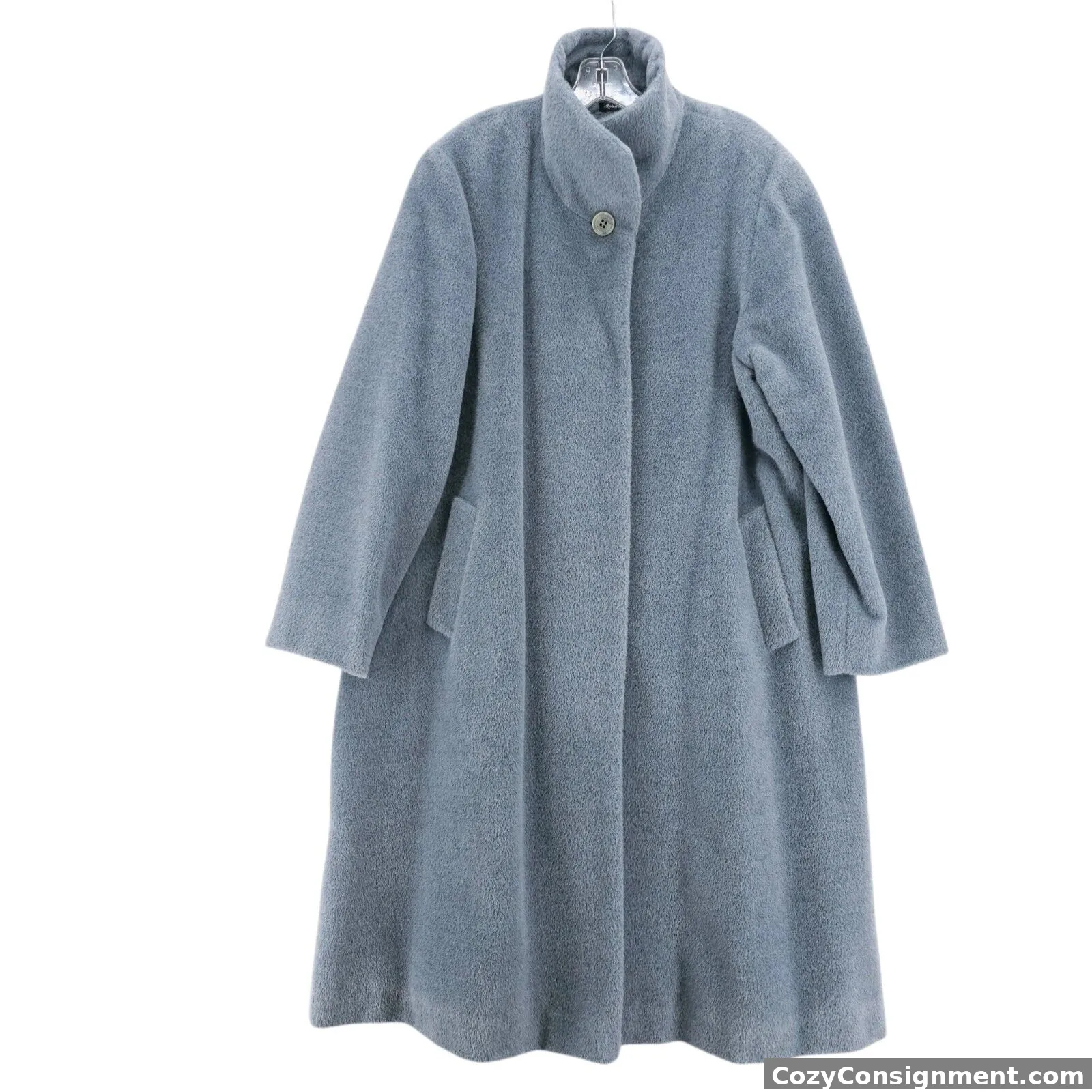 CINZIA ROCCA Pale Blue Baby Alpaca Wool Coat Made in ITALY Size US 12