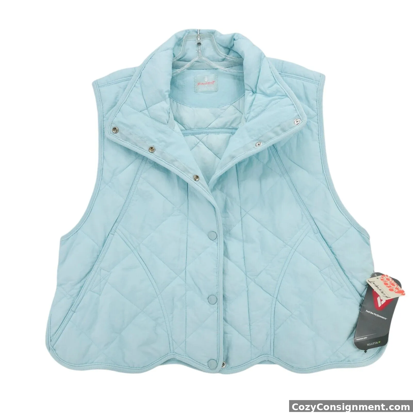 NWT FREE PEOPLE Quinn Quilted Puffer Vest Sky Blue Glow Insulated SMALL