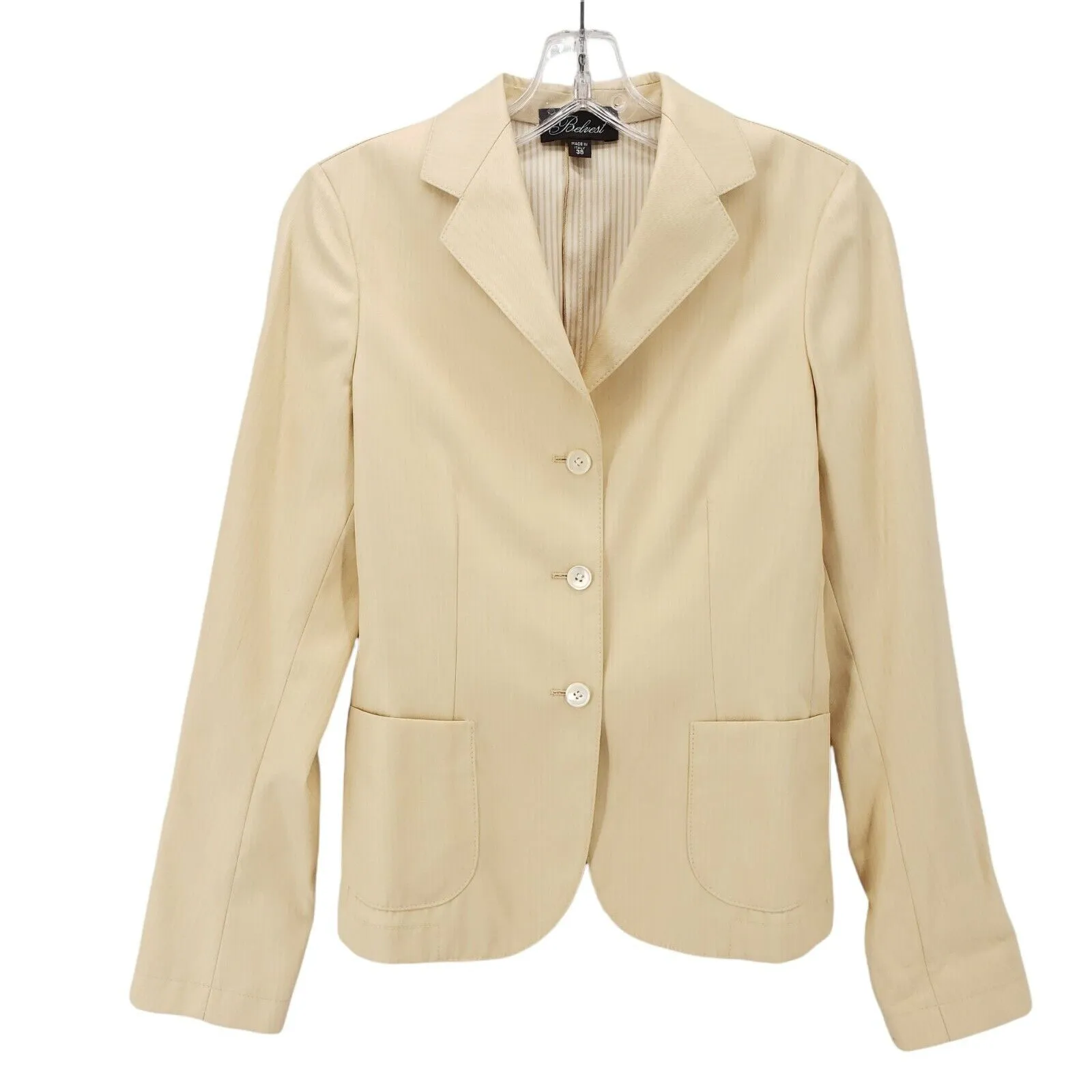 BELVEST Pale Yellow Silk Cotton Blend Jacket Blazer MADE IN ITALY 38 *MINT* US 4