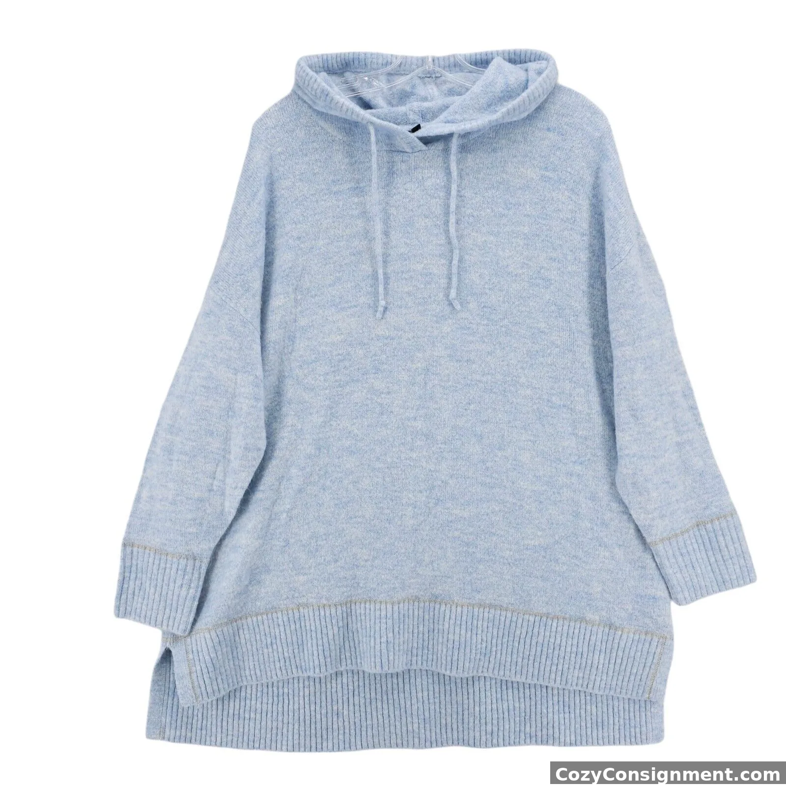 TALBOTS Hooded Sweater Pullover Light Heather Blue Drawstring PETITE Size 2XP