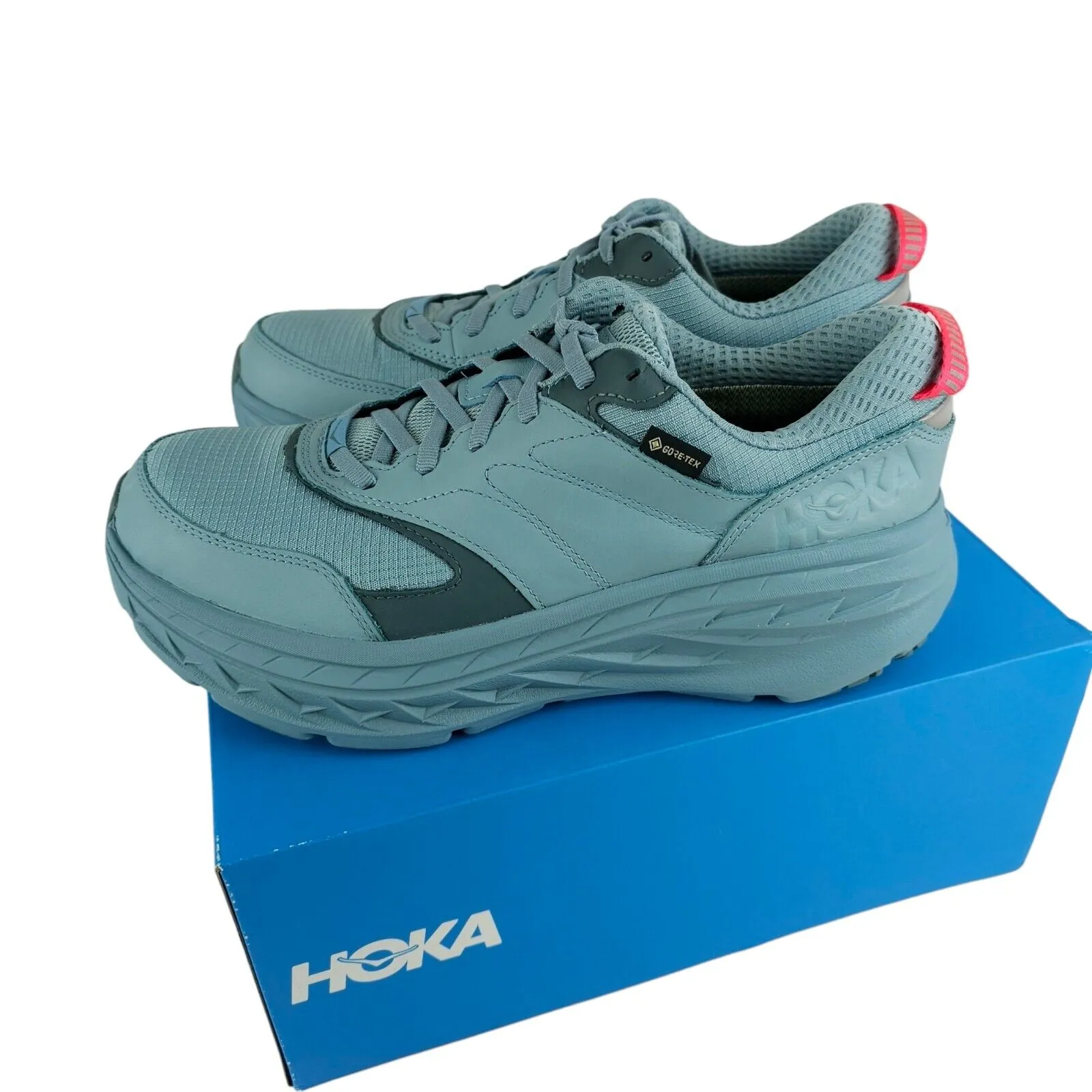 NEW Hoka Bondi L GTX Gore-Tex Hiking Walking Shoes SBGB Stone Blue Men's 9