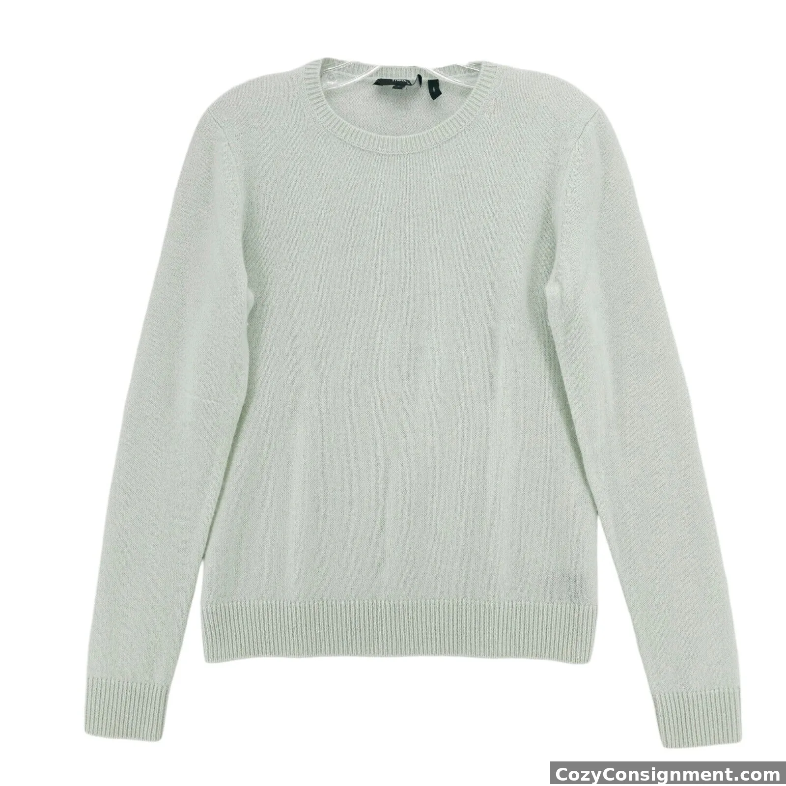 THEORY Pale Mint Green 100% Cashmere Feather Crewneck Sweater Size LARGE