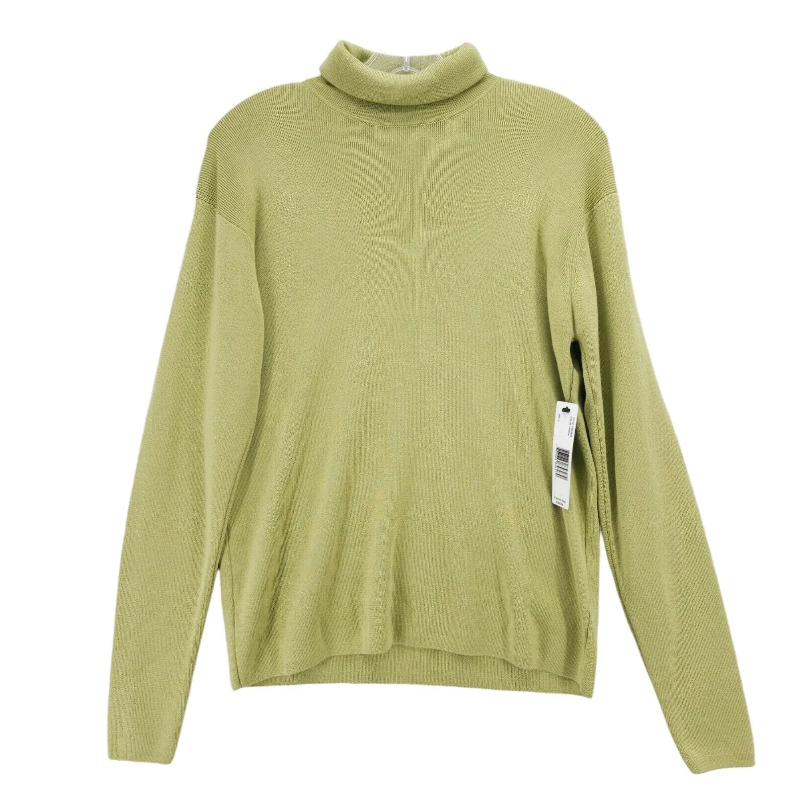 NWT ELLEN TRACY Wool Silk Blend Citron Green Sweater Turtleneck Size LARGE