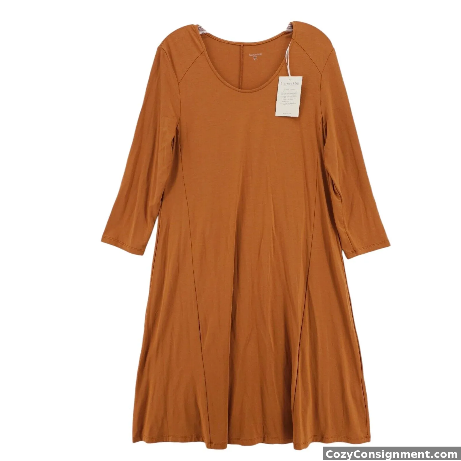 NWT GARNET HILL Golden Brown Dress Tencel Lyocell Stretch Size MEDIUM