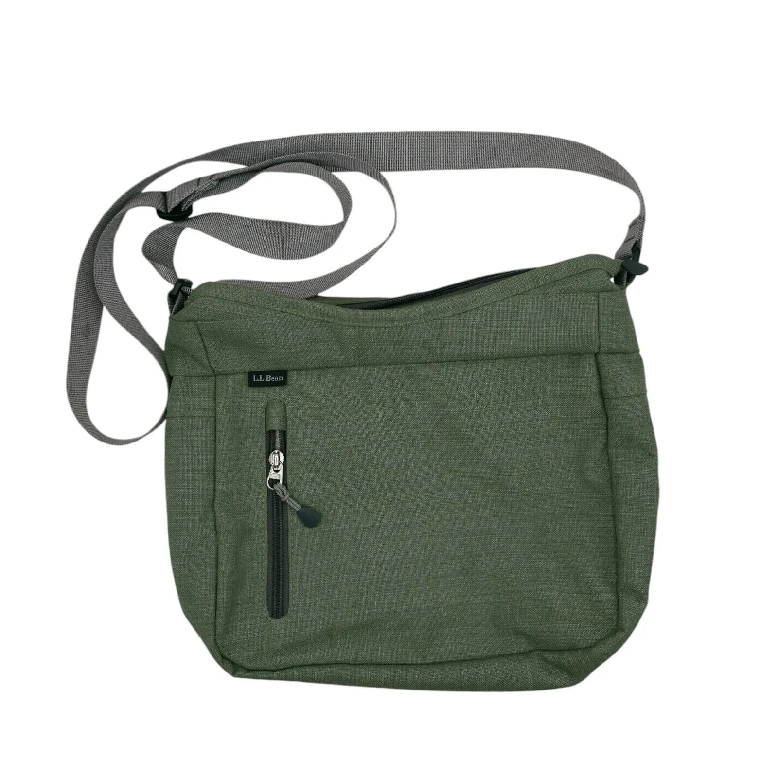 Angled front view with bag zipped and handles upright.