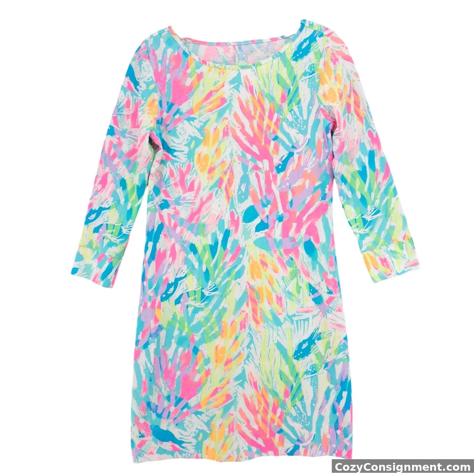 LILLY PULITZER Marlowe Dress Colorful Mini Boatneck 100% PIMA Cotton Size XS