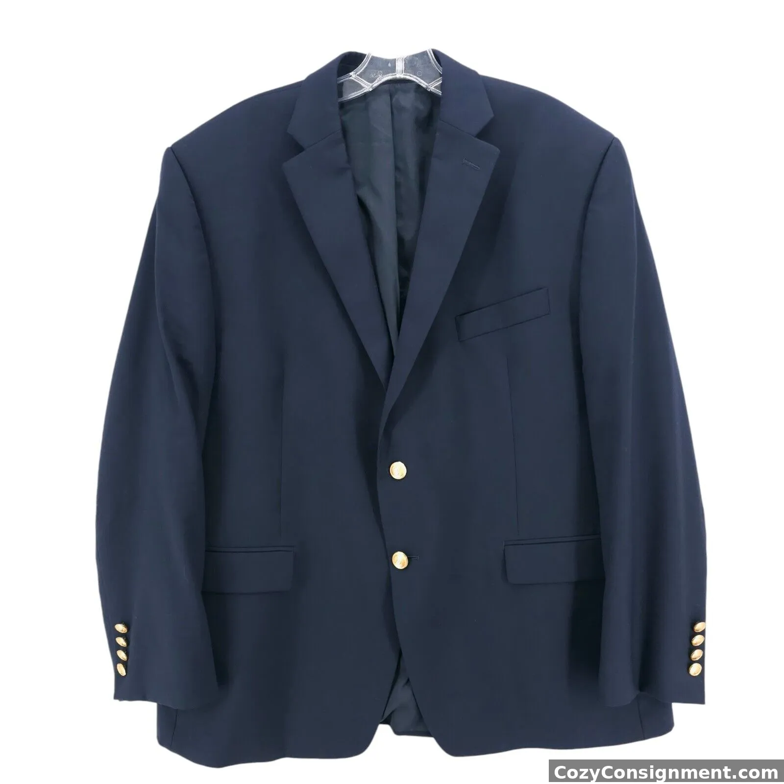 LAUREN RALPH LAUREN Blue 100% Wool Gold Button Blazer Jacket Men's Size 44S