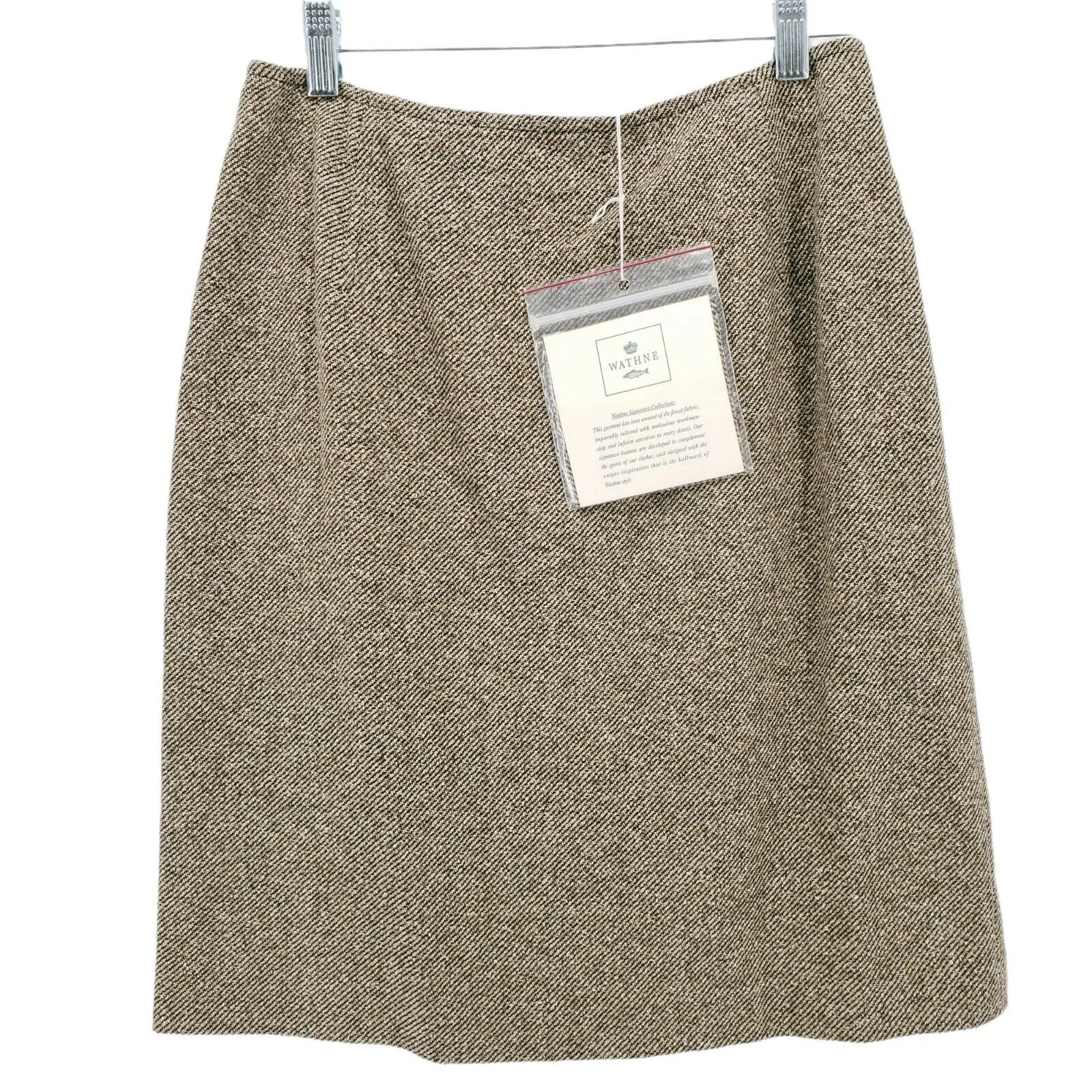 WATHNE Vintage Silk Wool Blend Tweed Pencil Skirt NOS Signature Collection Sz 6