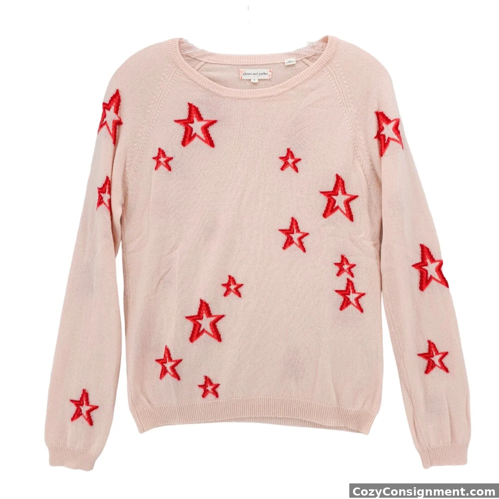 CHIANTI AND PARKER Pik 100% Cashmere Sweater Stars Lightweight  Size SMALL