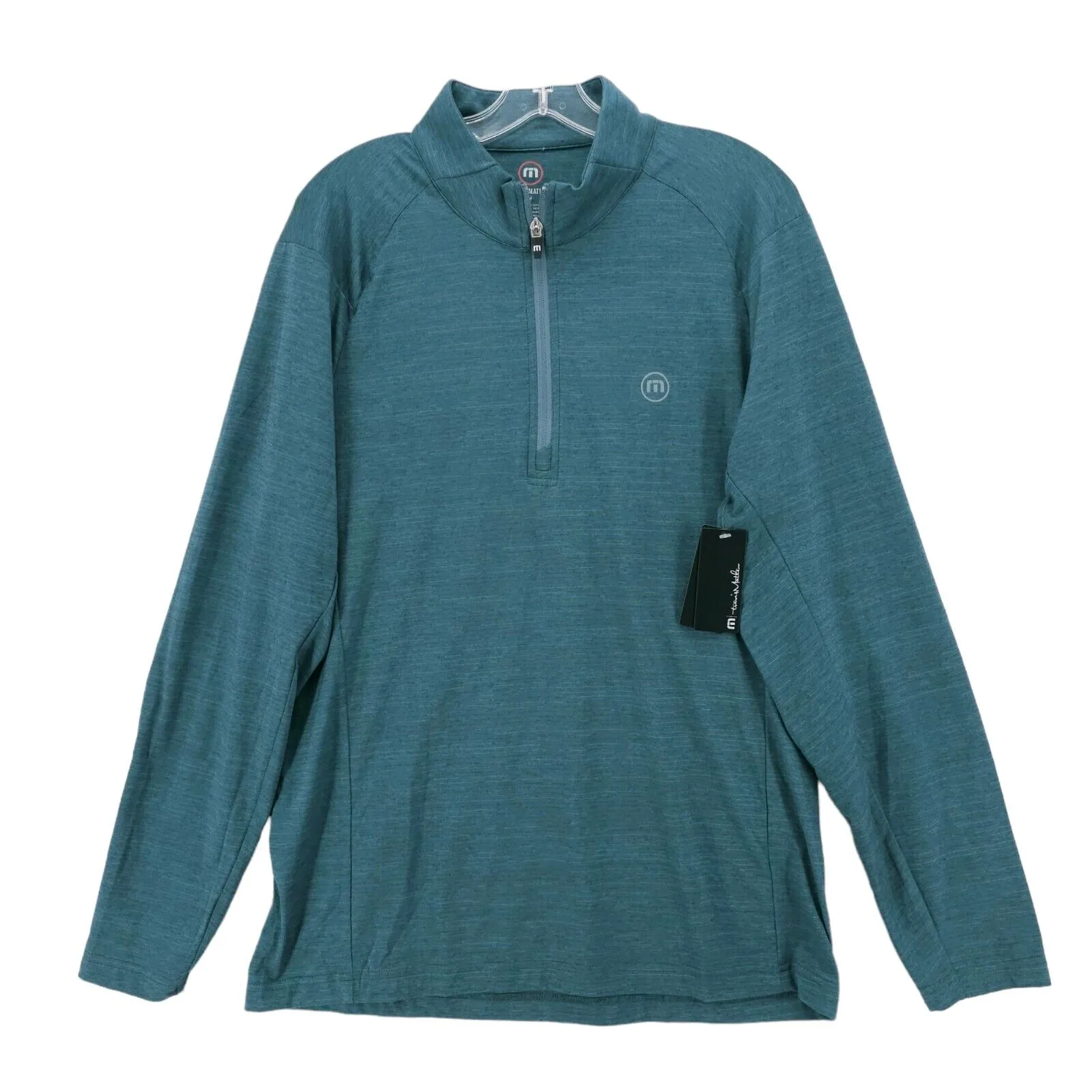 NWT Travis Mathew Fresh Energy 1/4 Zip Pullover Performance Blue/Green MEDIUM