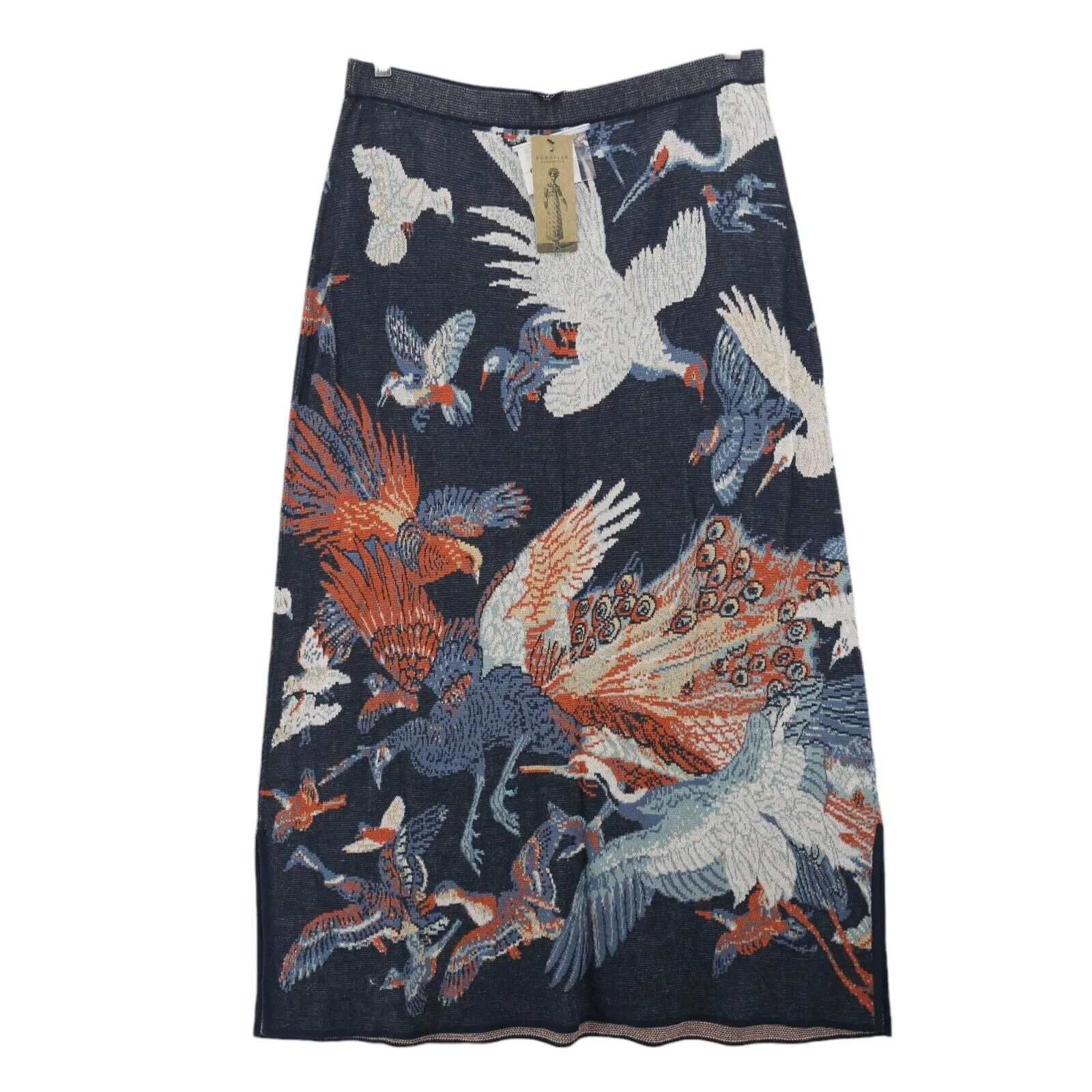 NWT PERUVIAN CONNECTION Maxi Skirt 100% Pima Cotton Birds in Flight Size XL