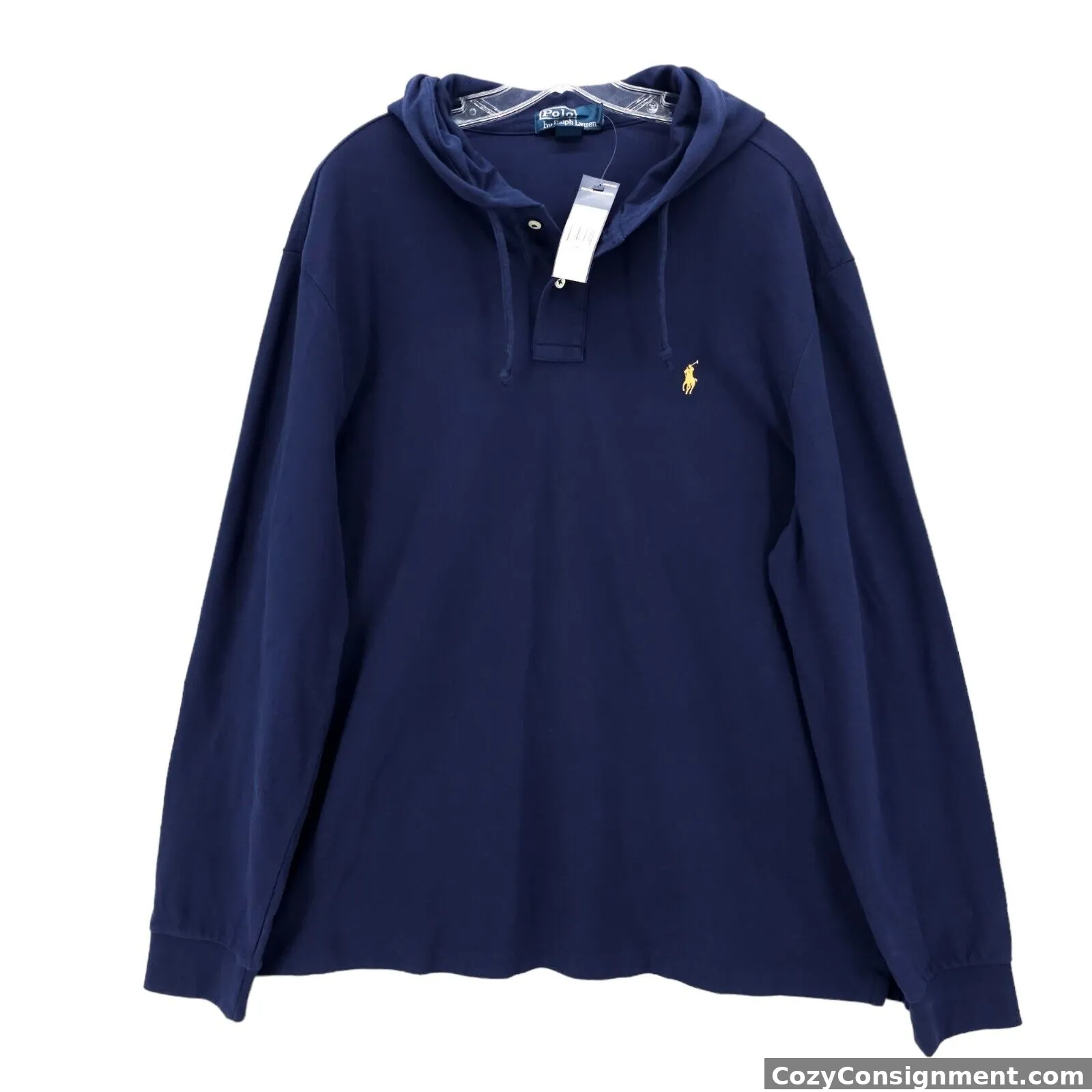 NWT POLO RALPH LAUREN Navy Blue Mesh Rugby Hoodie Size XXL 2XL