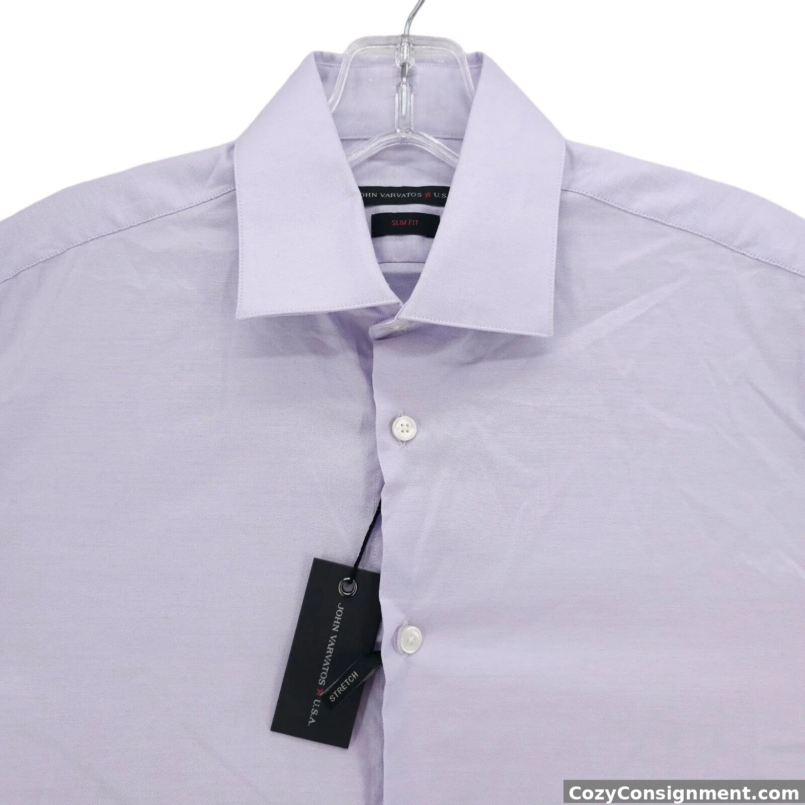 NWT JOHN VARVATOS Star USA Lavender Purple Dress Shirt Stretch Slim Fit 15 32/33