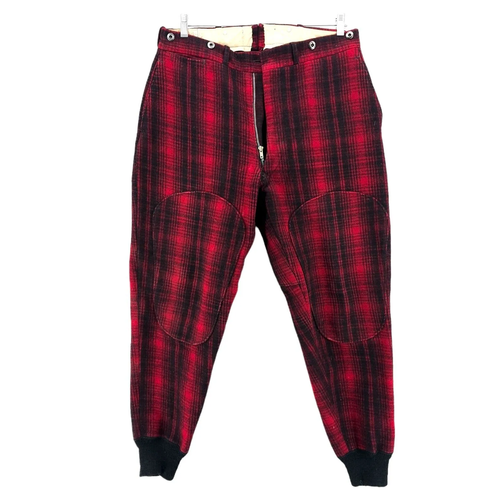 WOOLRICH 50s 60s  Red Black Buffalo Plaid Wool Hunting Pants Size 34 - AS IS!!!!