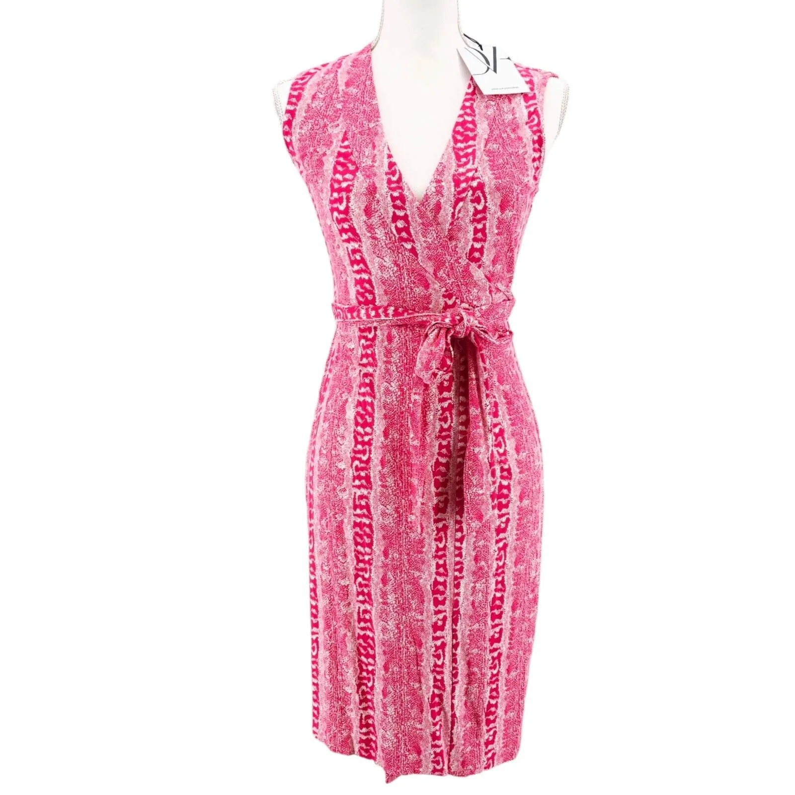 NWT Diane von Furstenberg DVF New Yahzi Short Wrap Dress Pink Snake Print Size 2