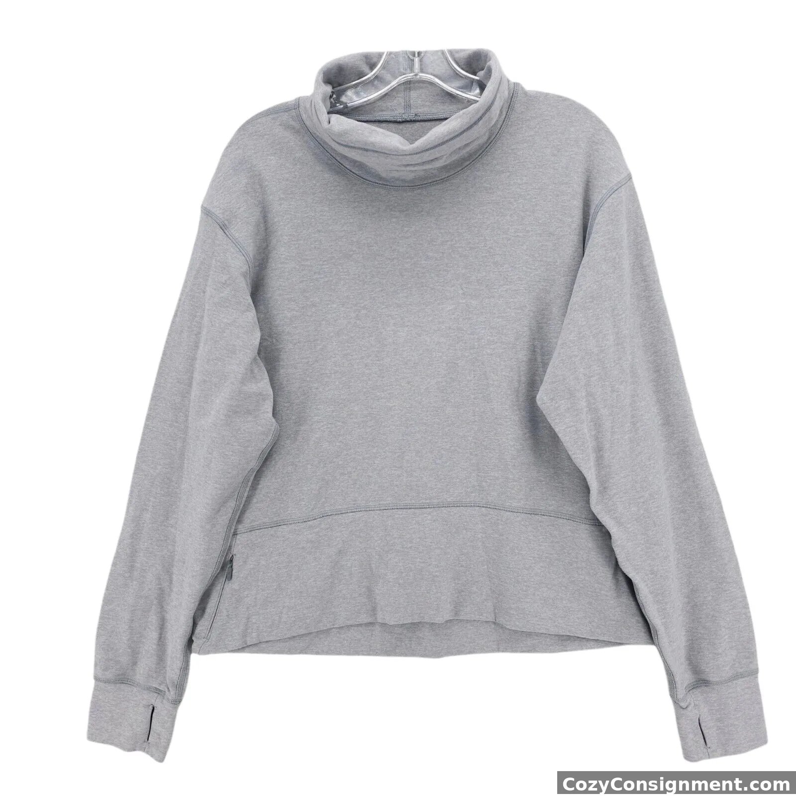 LULULEMON Ready to Rulu Heather Gray Pullover Funnel Neck Stretch Soft Size 10