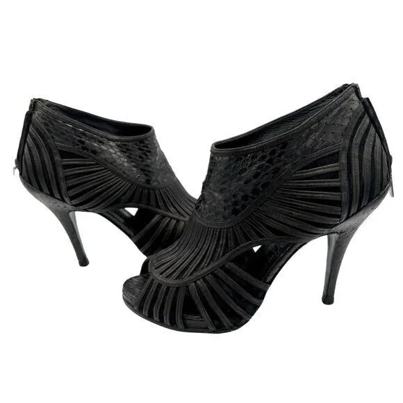 DIOR "Temptation" Python Black Strappy Booties Sandals EU 39 US 9