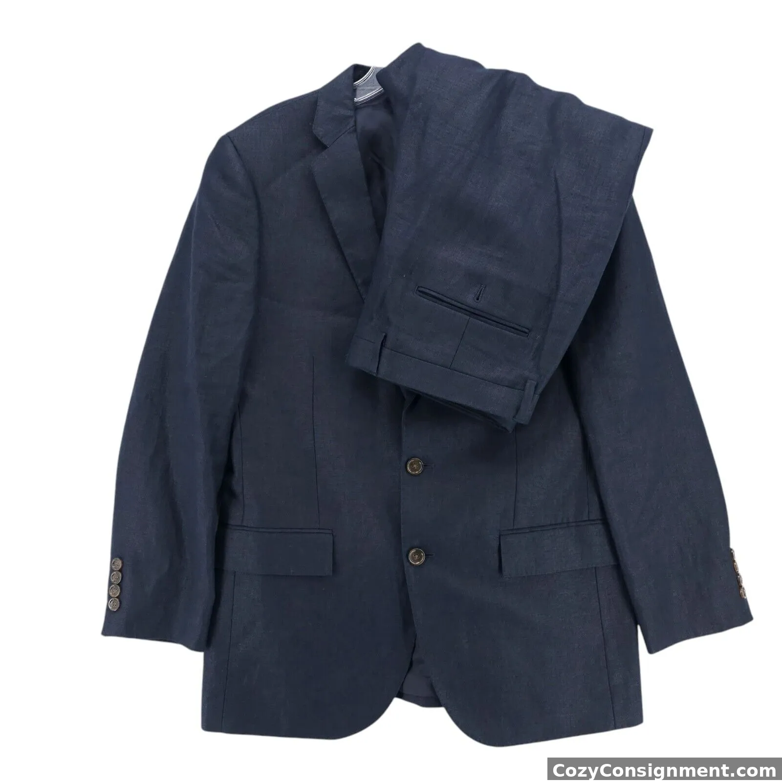 J. CREW 2-Piece Suit LUDLOW Irish Linen Navy Blue Jacket 40R Pants 34x28